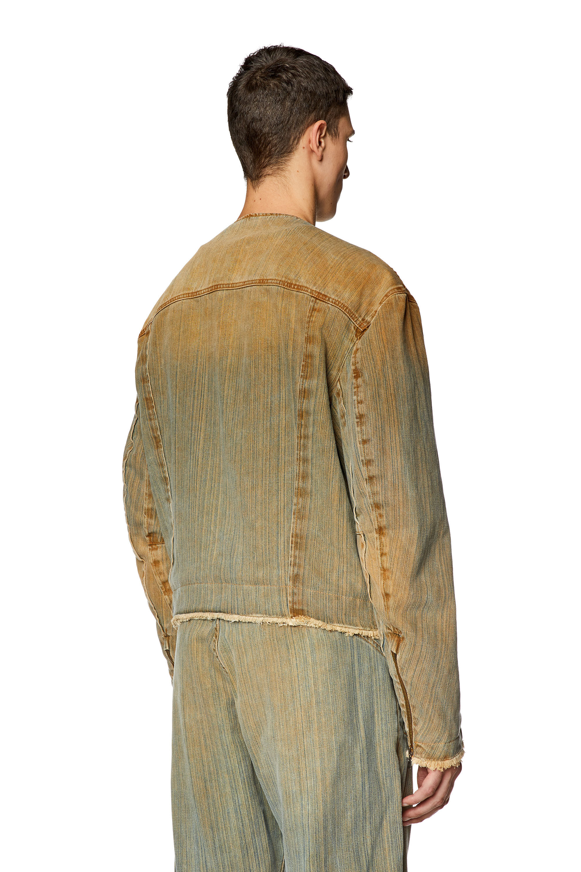 Diesel - D-MARGE-FSD, Man Zipped jacket in streaky denim in Multicolor - Image 4
