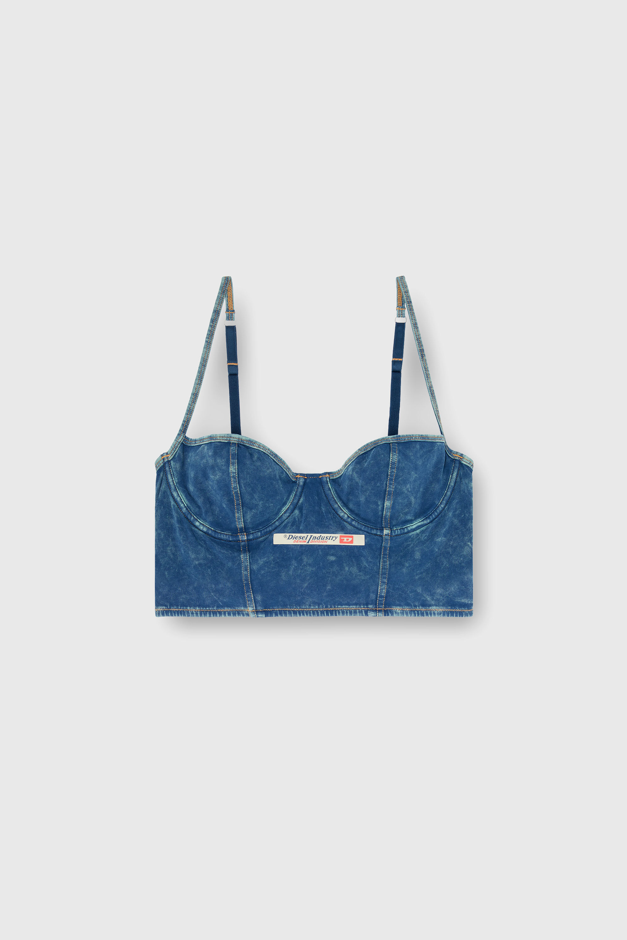 Diesel - SHEILA-DNM, Woman's Bustier top in denim-effect cotton in Blue - 6