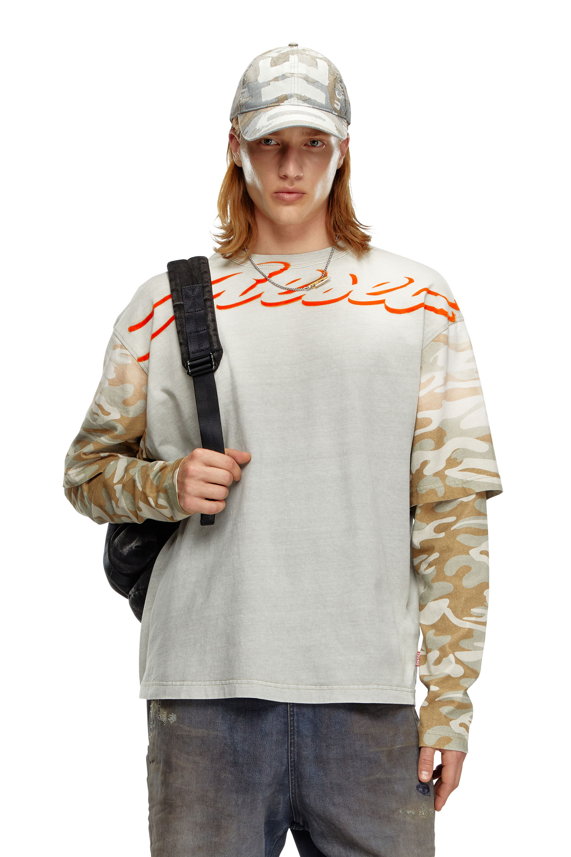 Diesel - T-WESHER-Q2, Man Layered top with camo motif in Multicolor - Image 3