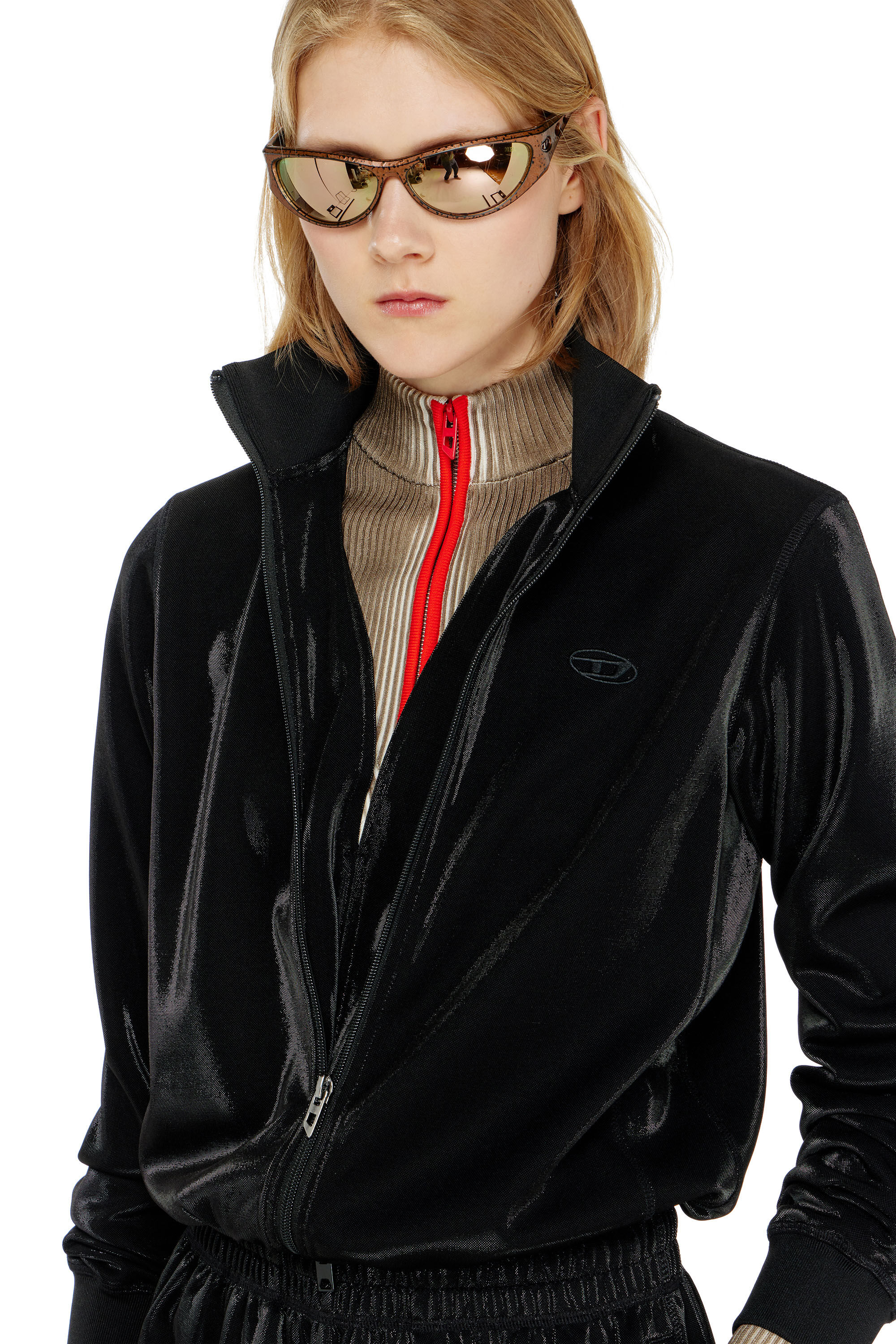 Diesel - F-ROSY, Woman's Zipped sweatshirt with shiny piquet effect in null - 5