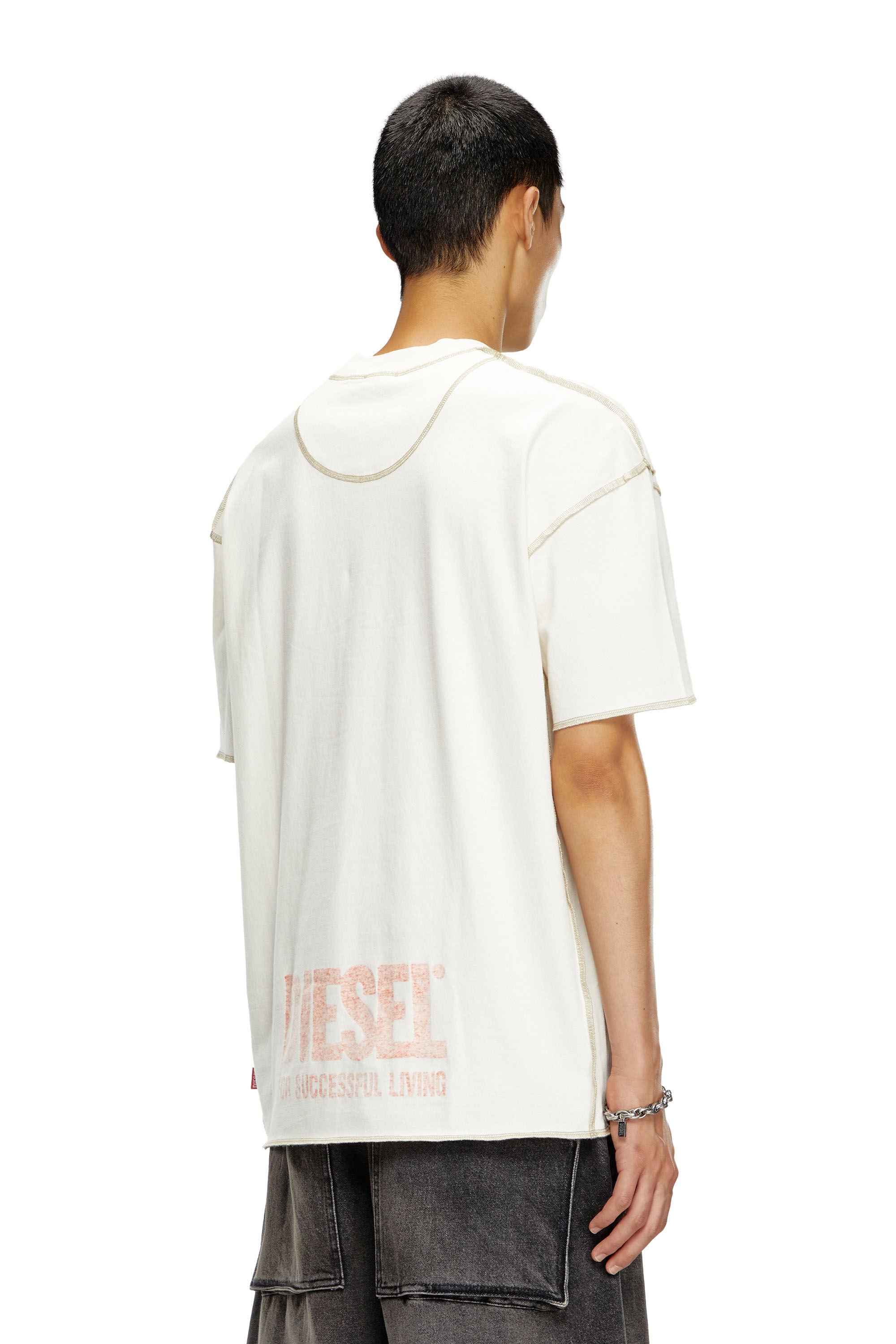 Diesel - T-CRAOR, Man T-shirt with inside-out effect in White - Image 4