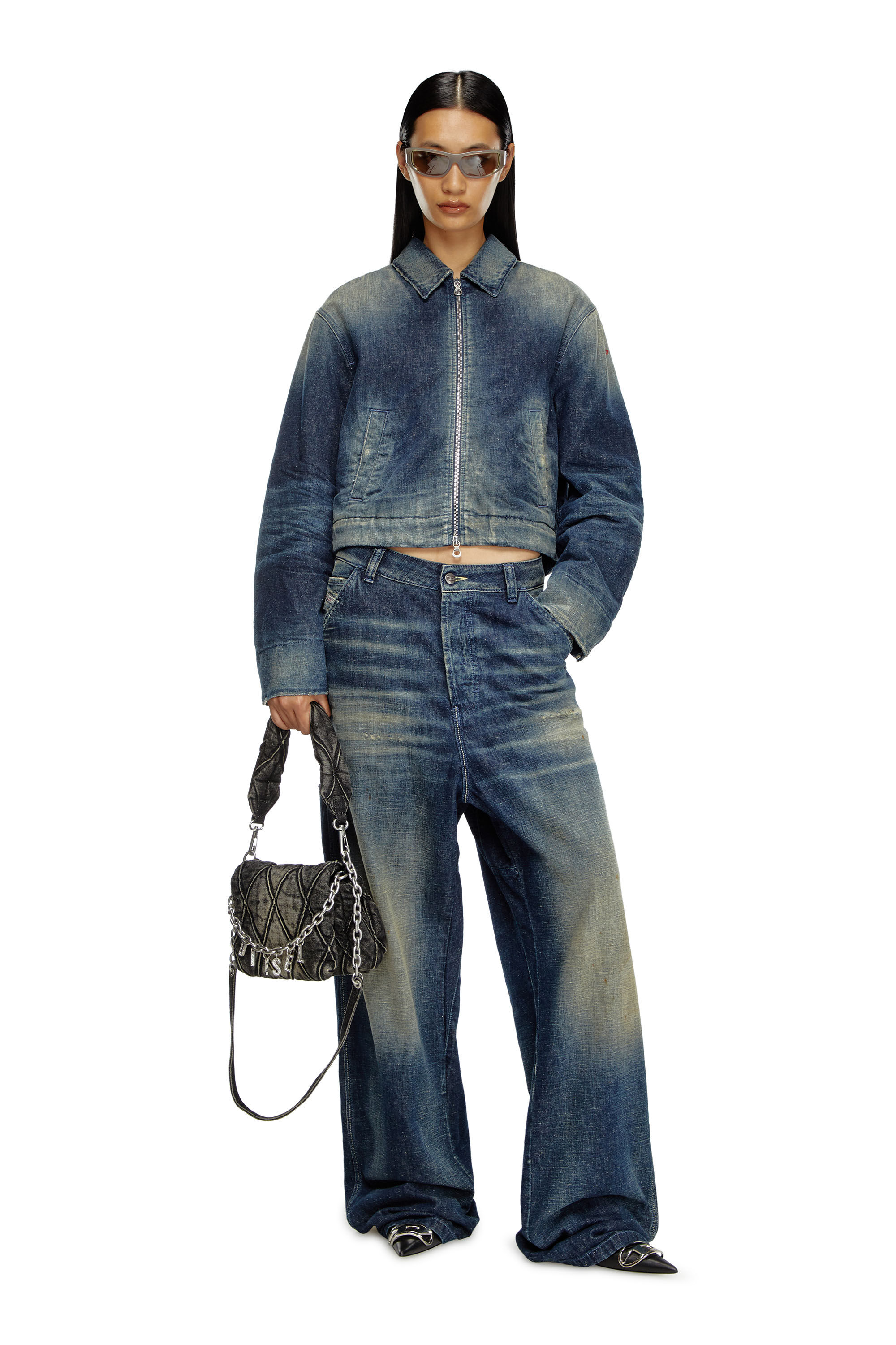 Diesel - DE-NOVA, Woman Padded jacket in utility-style denim in Blue - Image 1