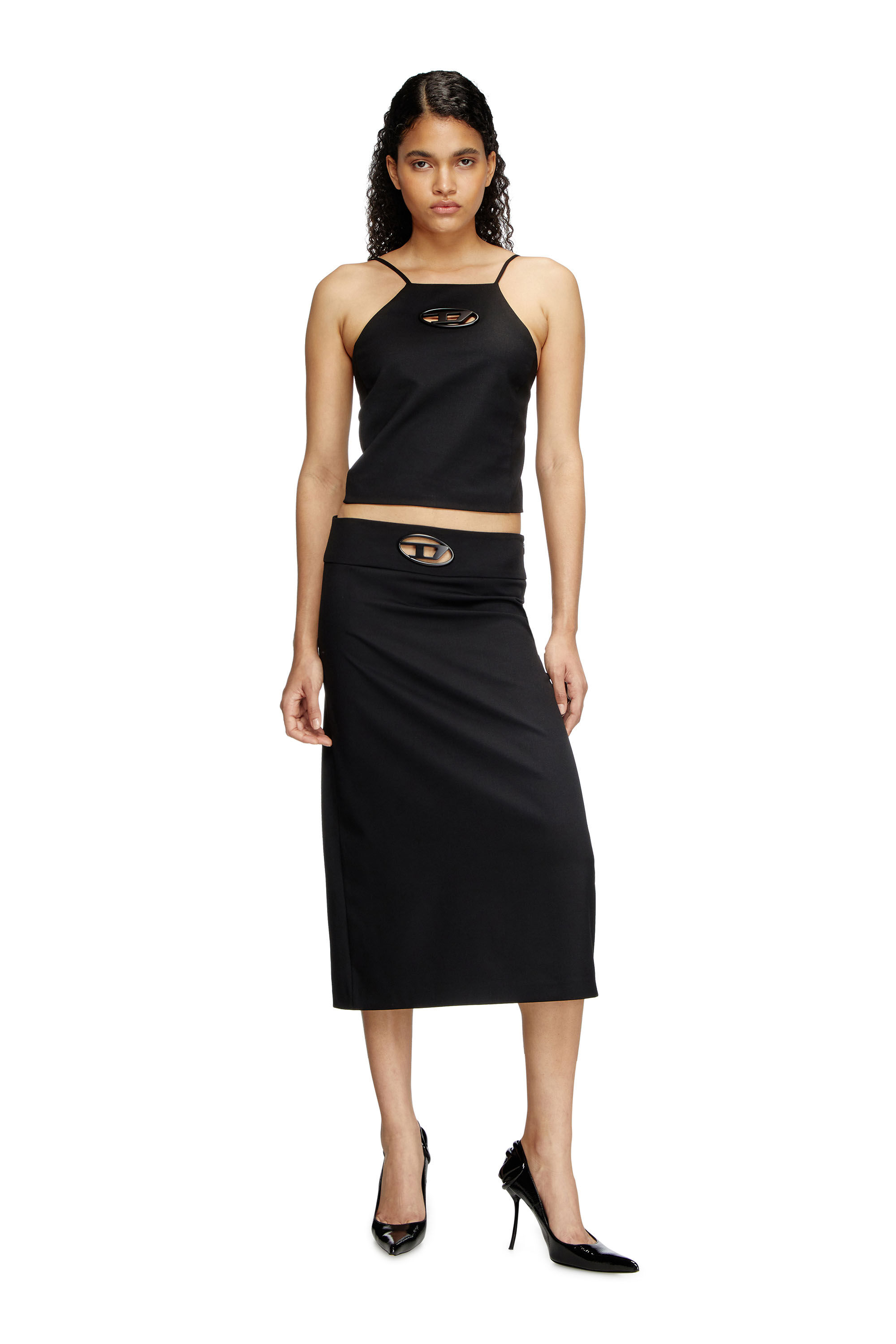 Diesel - T-WILIT, Woman's Cami top in Cool Wool and stretch knit in Black - 1