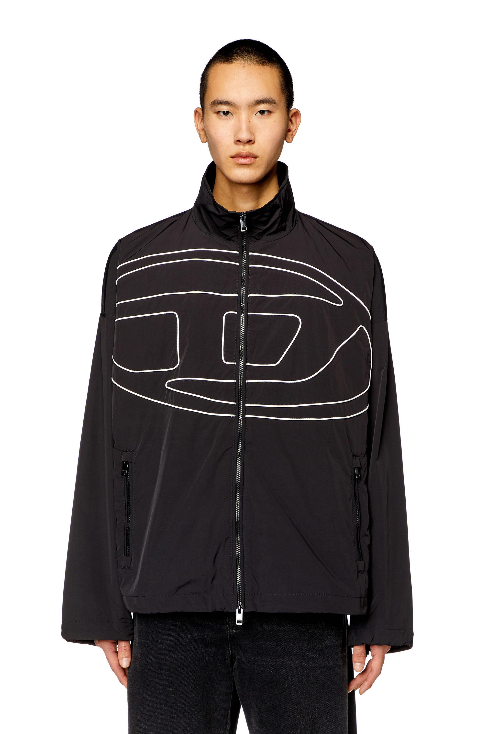 Men s Taslan jacket with piped Oval D Black Diesel
