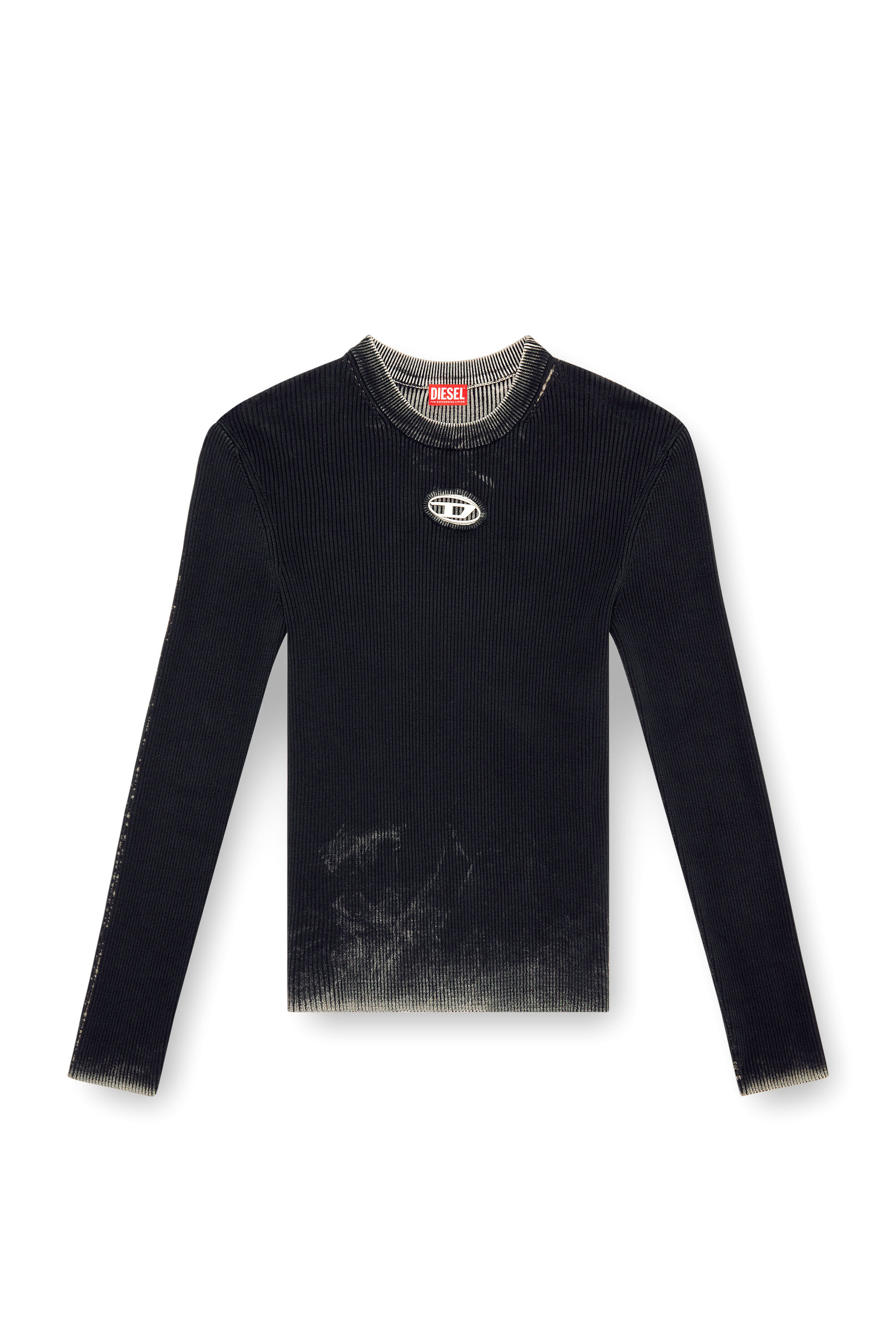 Diesel - K-DARIN-A, Man Cut-out jumper with Oval D in Black - Image 2
