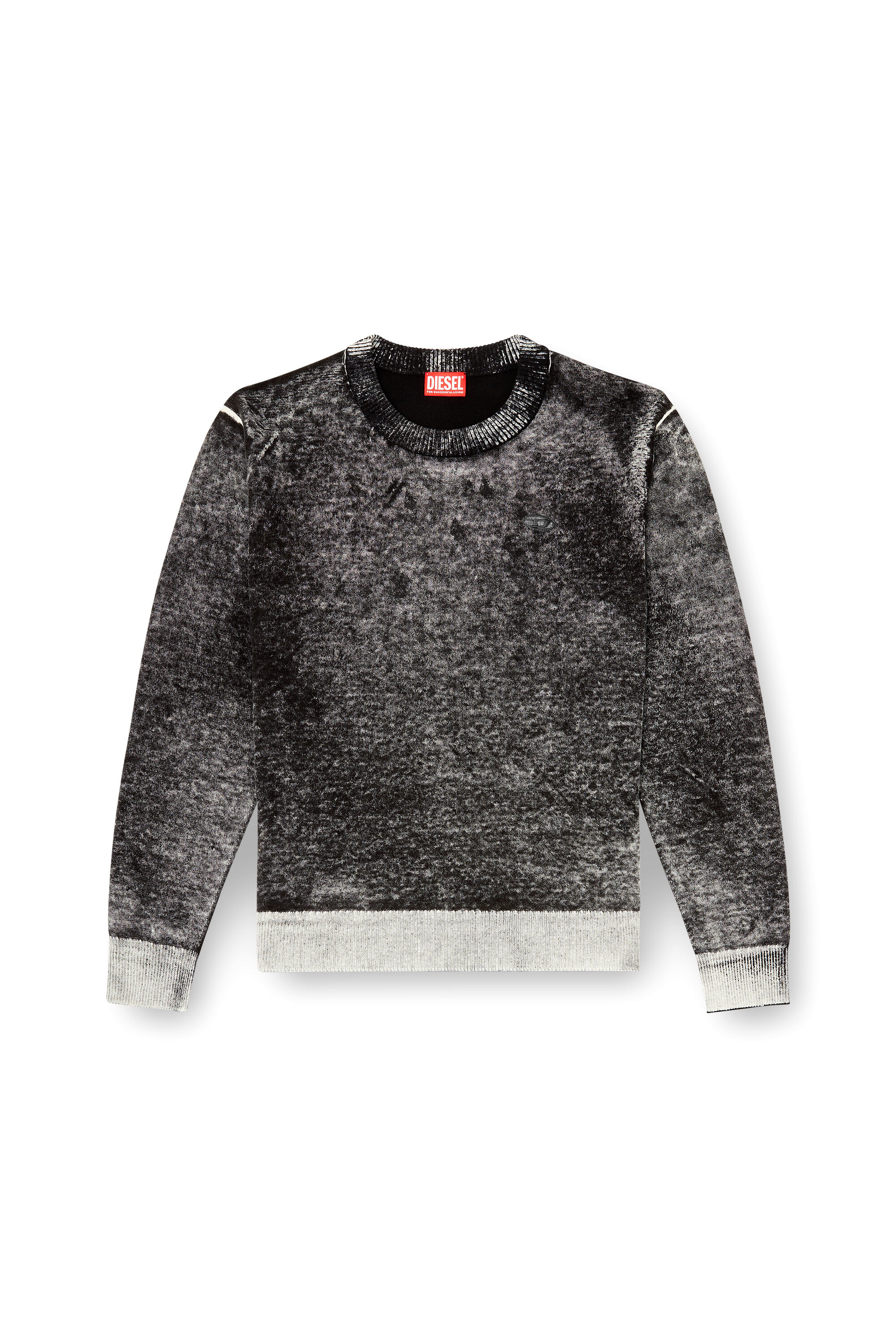 Diesel - K-LAURENT, Man's Jumper with faded reverse print in Grey - 2