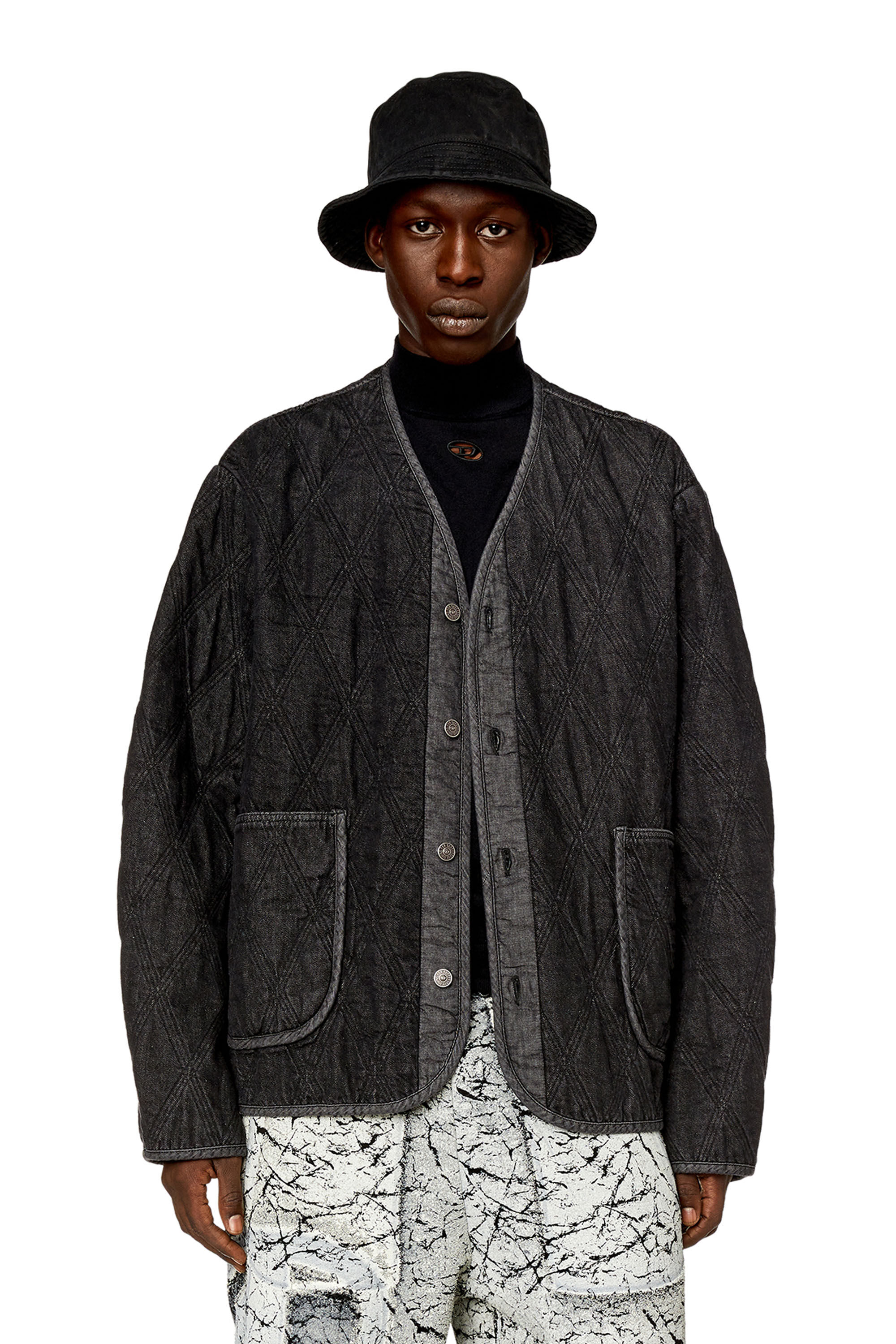 Diesel - D-BOY-S, Man Jacket in tailored denim in Black - Image 3