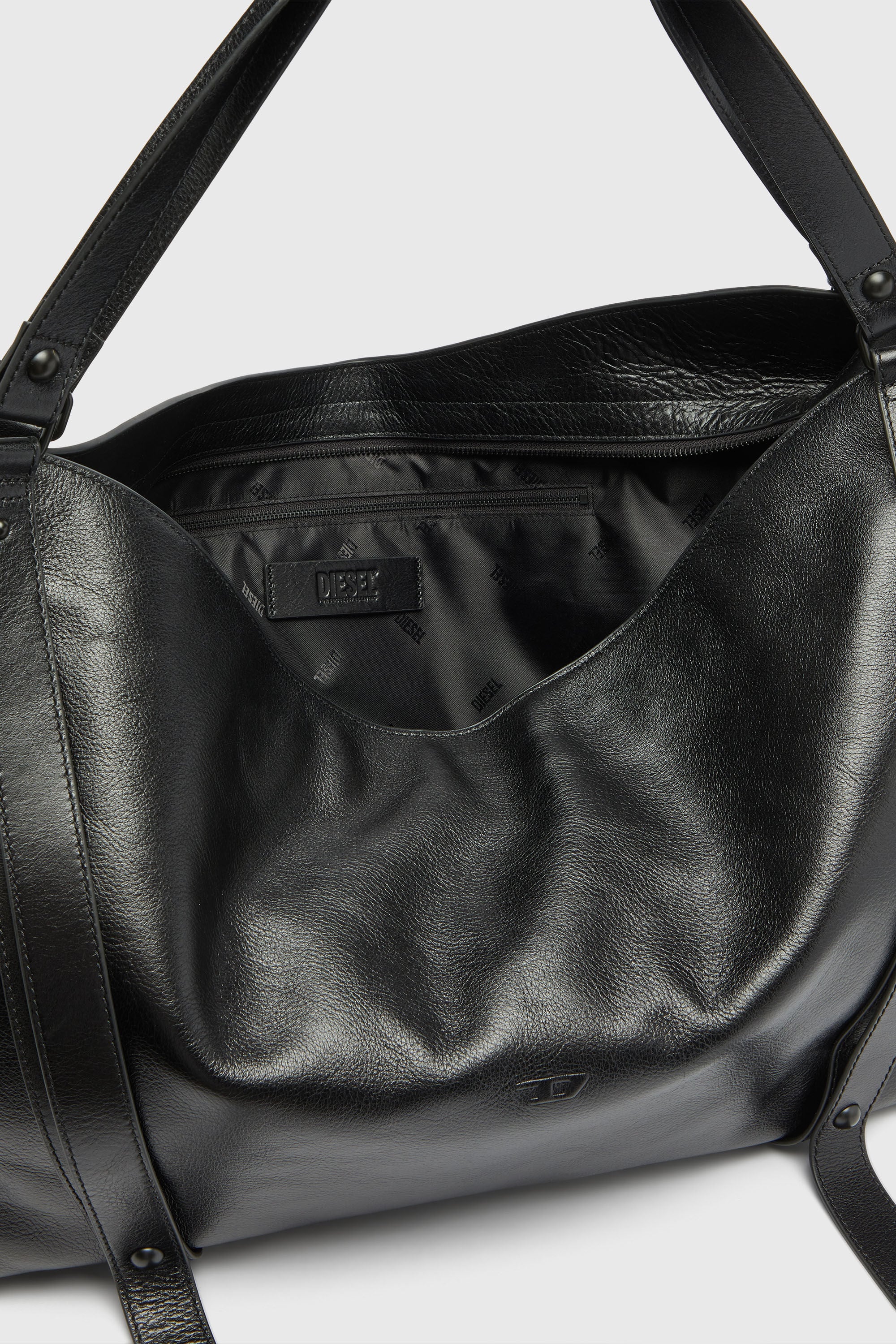 Diesel - D-ONE DUFFLE 48H, Unisex's D-One-Duffle bag in leather in Black - 3