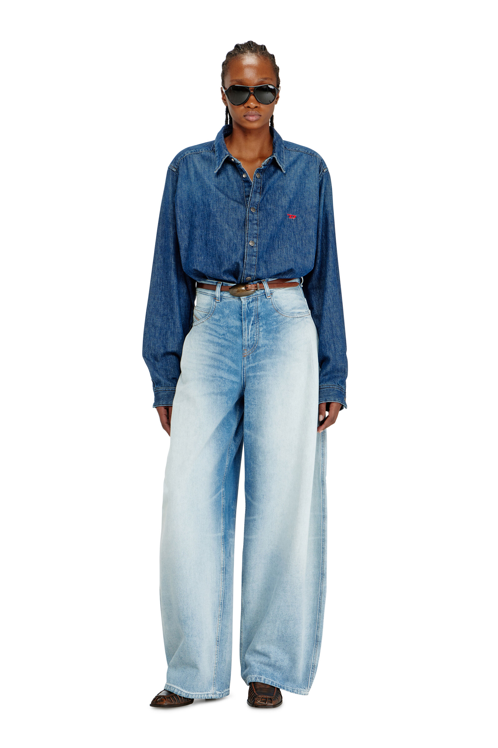 Diesel - Woman's Relaxed Jeans 1987 D-Khelz 007EE, Light Blue - 1