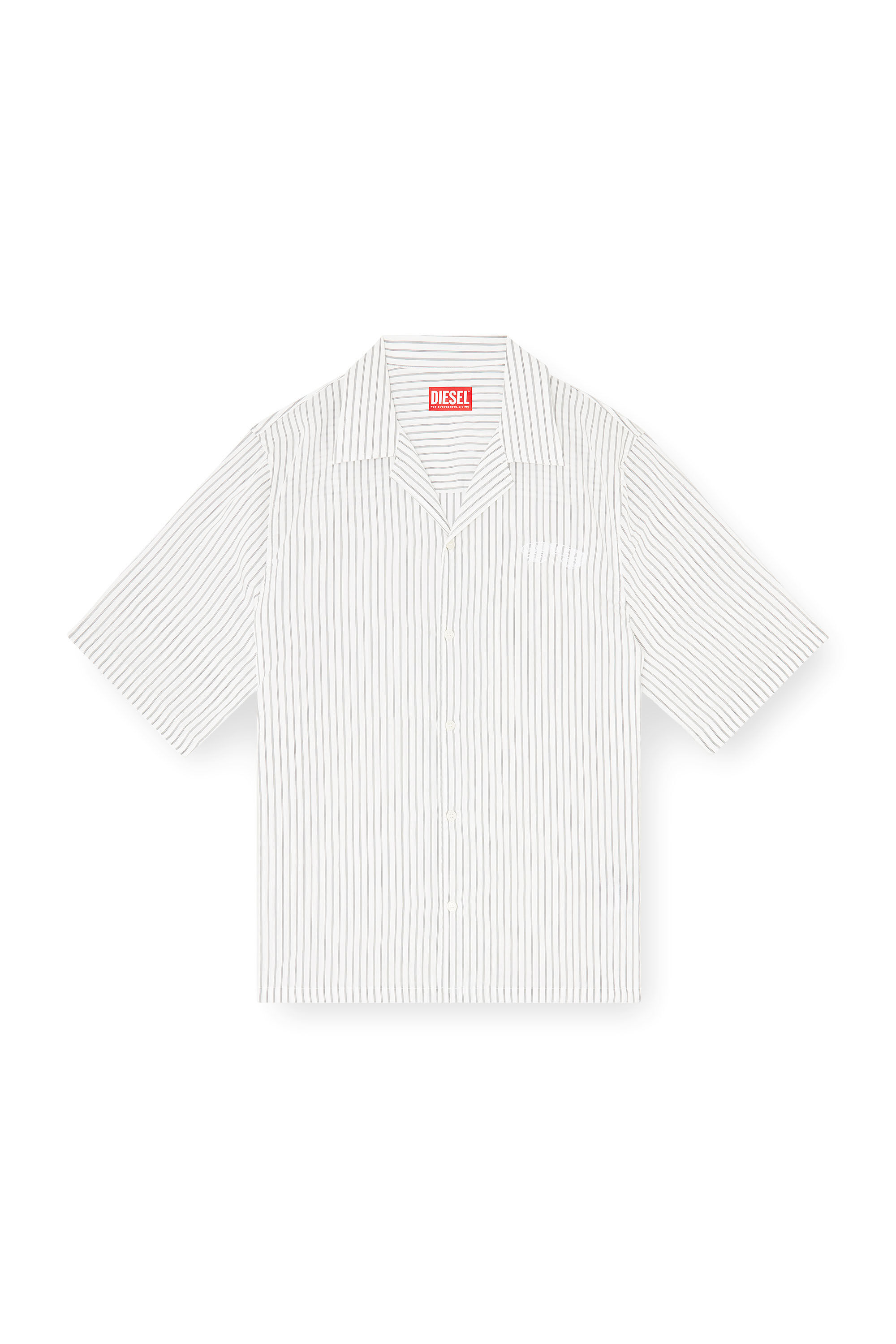 Diesel - S-MAC-EFBV, Man's Half-sleeve shirt in pinstripe modal in White/Grey - 2