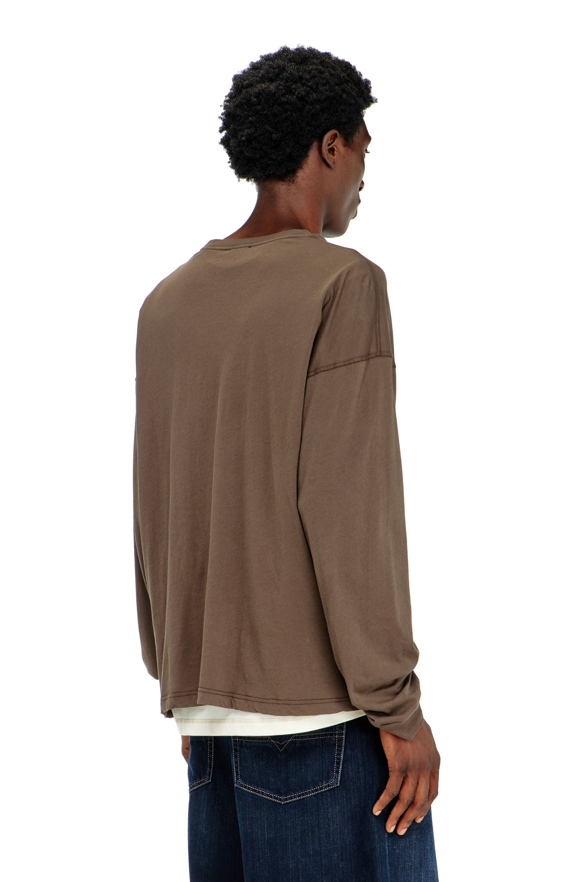 Diesel - T-BOXT-LS-AA1, Man's Long sleeve T-shirt with Phoenix graphic in Brown - 4