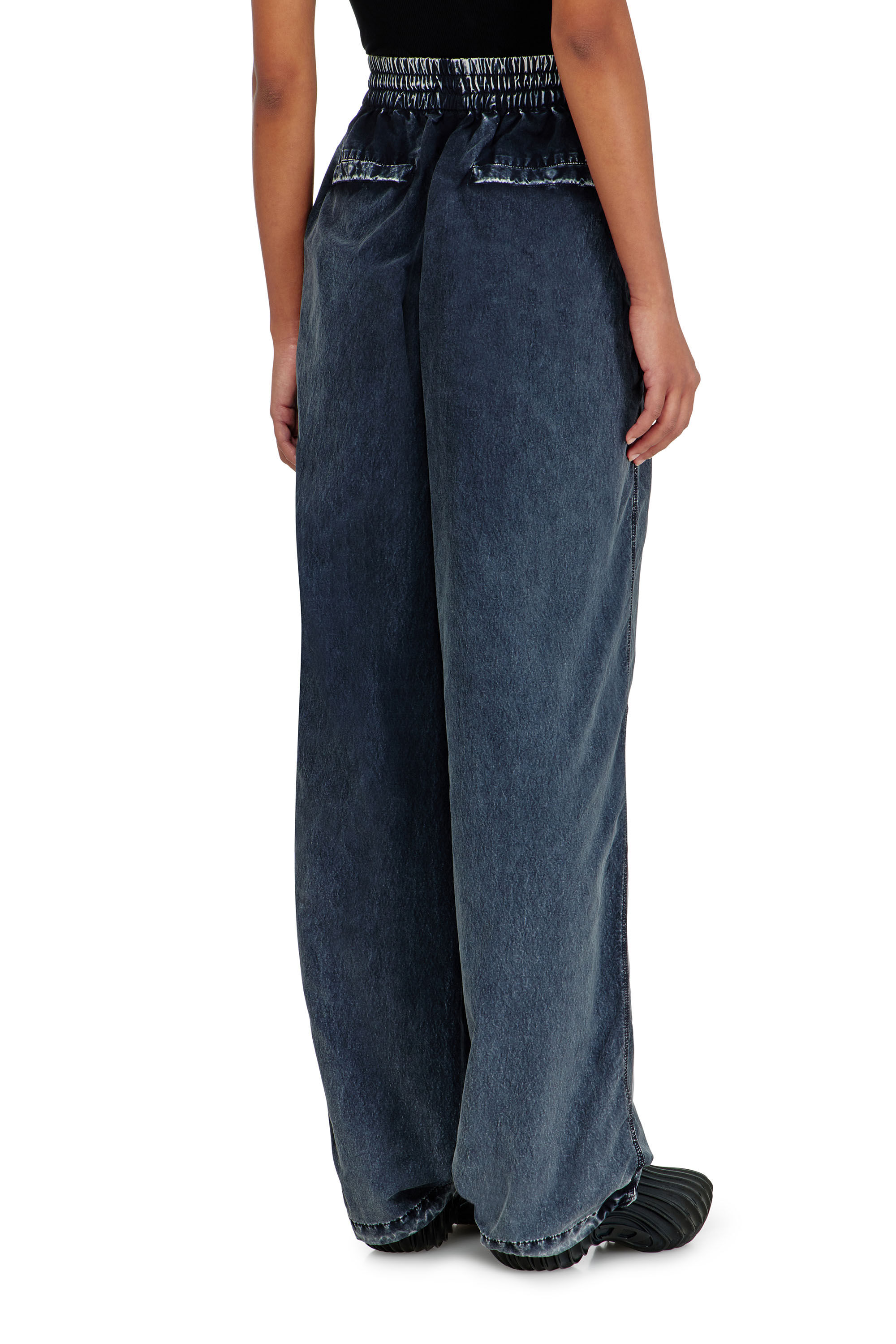 Diesel - P-APYRI, Woman's Acid-wash track pants in nylon Taslan in Dark Blue - 4