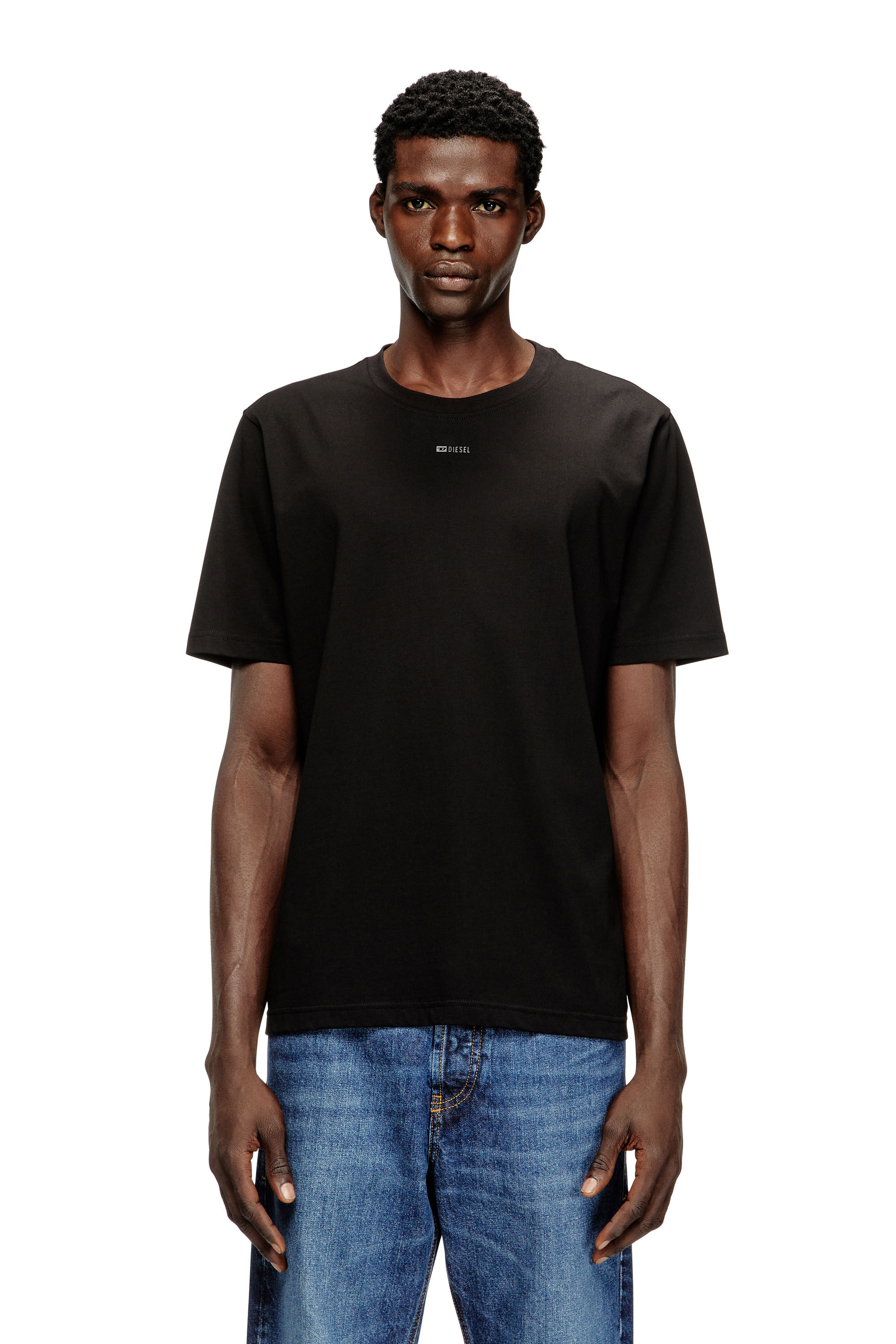 Diesel - T-ADJUST-V6, Man's T-shirt with micro metal logo in Black - 3