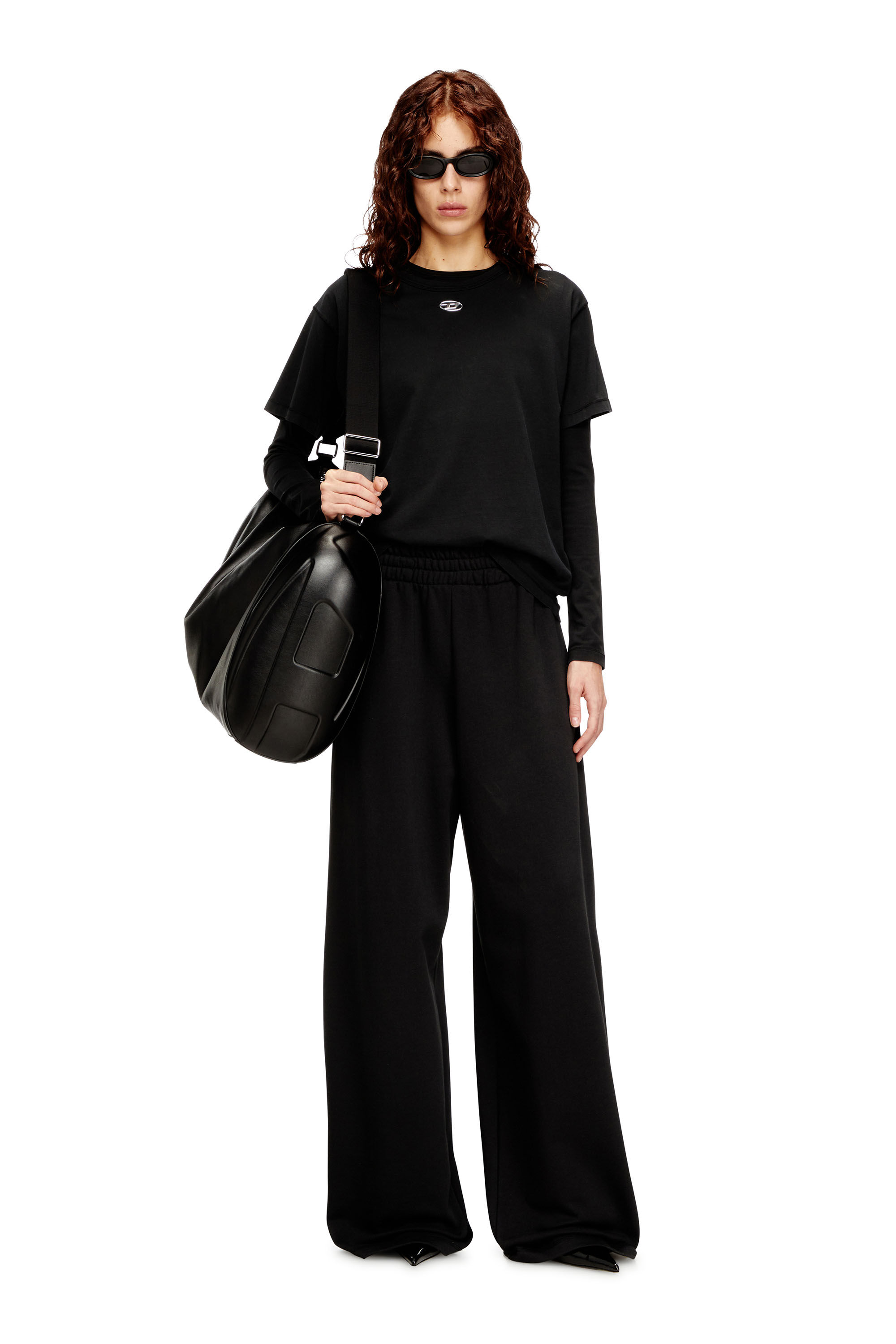 Diesel - P-ZENIA-OD, Woman's Loose track pants with elastic waistband in Black - 1