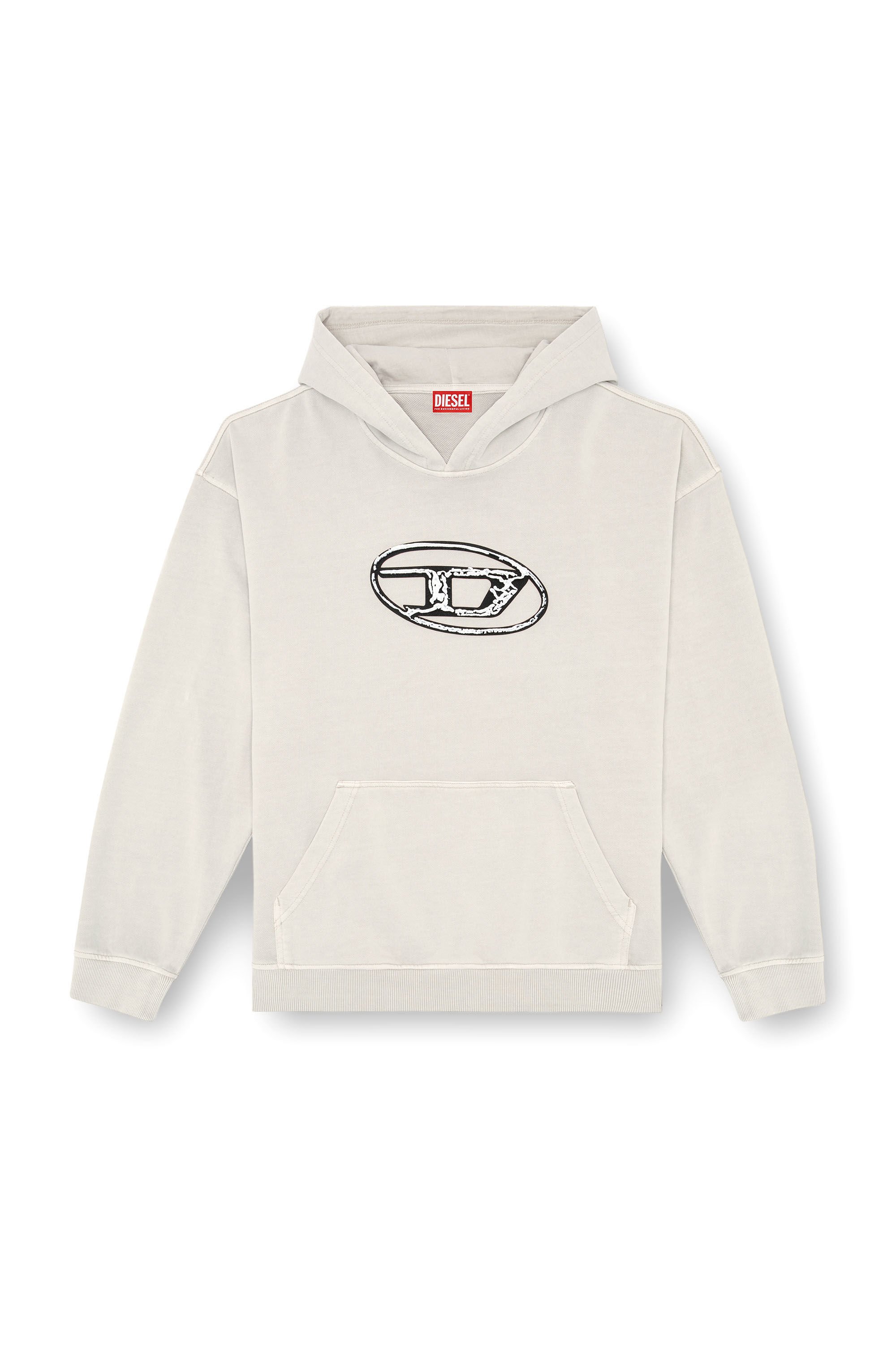 Diesel - S-BOXT-HOOD-Q7, Man's Hoodie with multi-layered logo print in Grey - 2