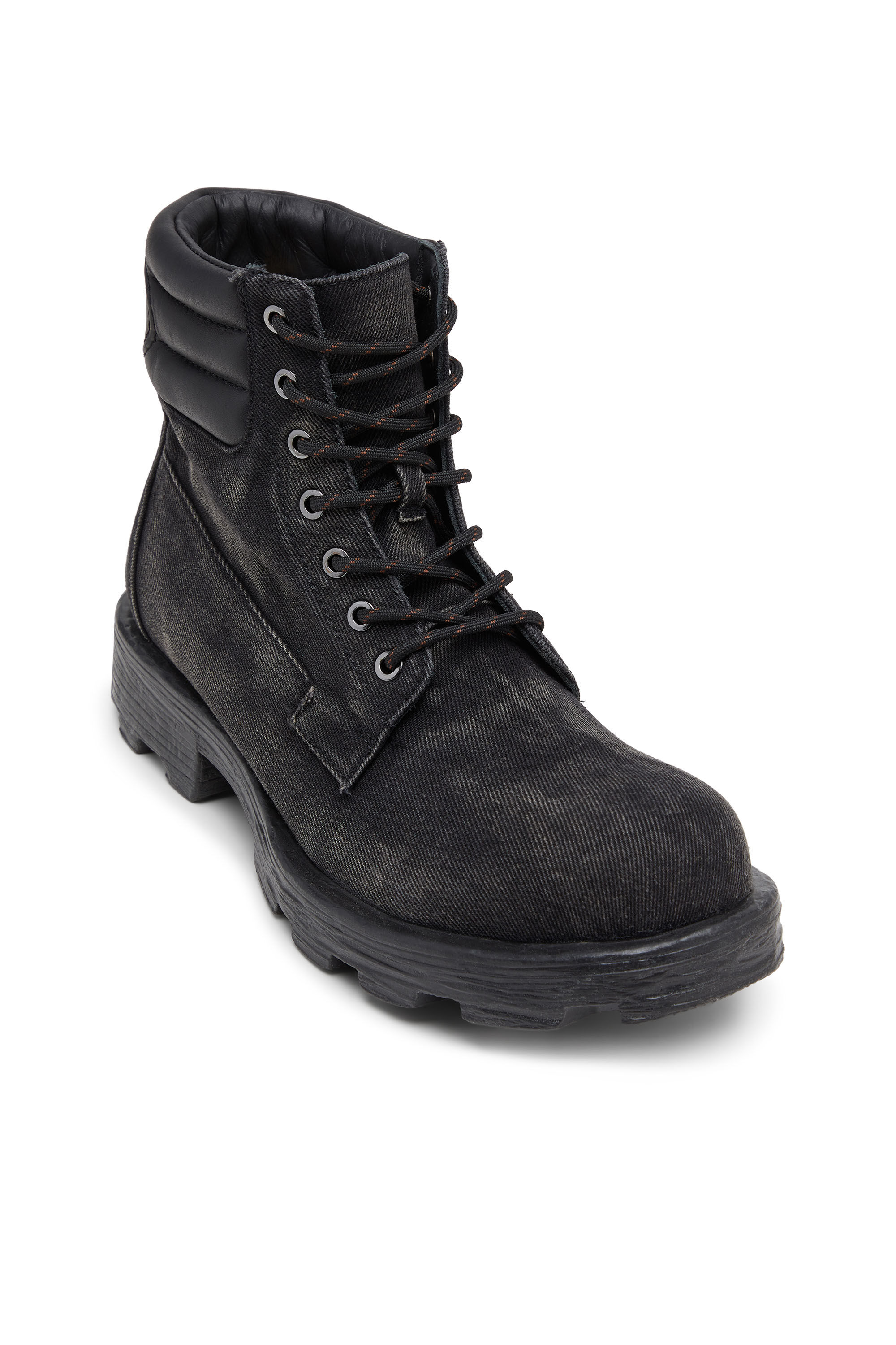 Diesel - D-HAMMER LACE UP, Man's D-Hammer-Combat boots in denim and leather in Black - 6