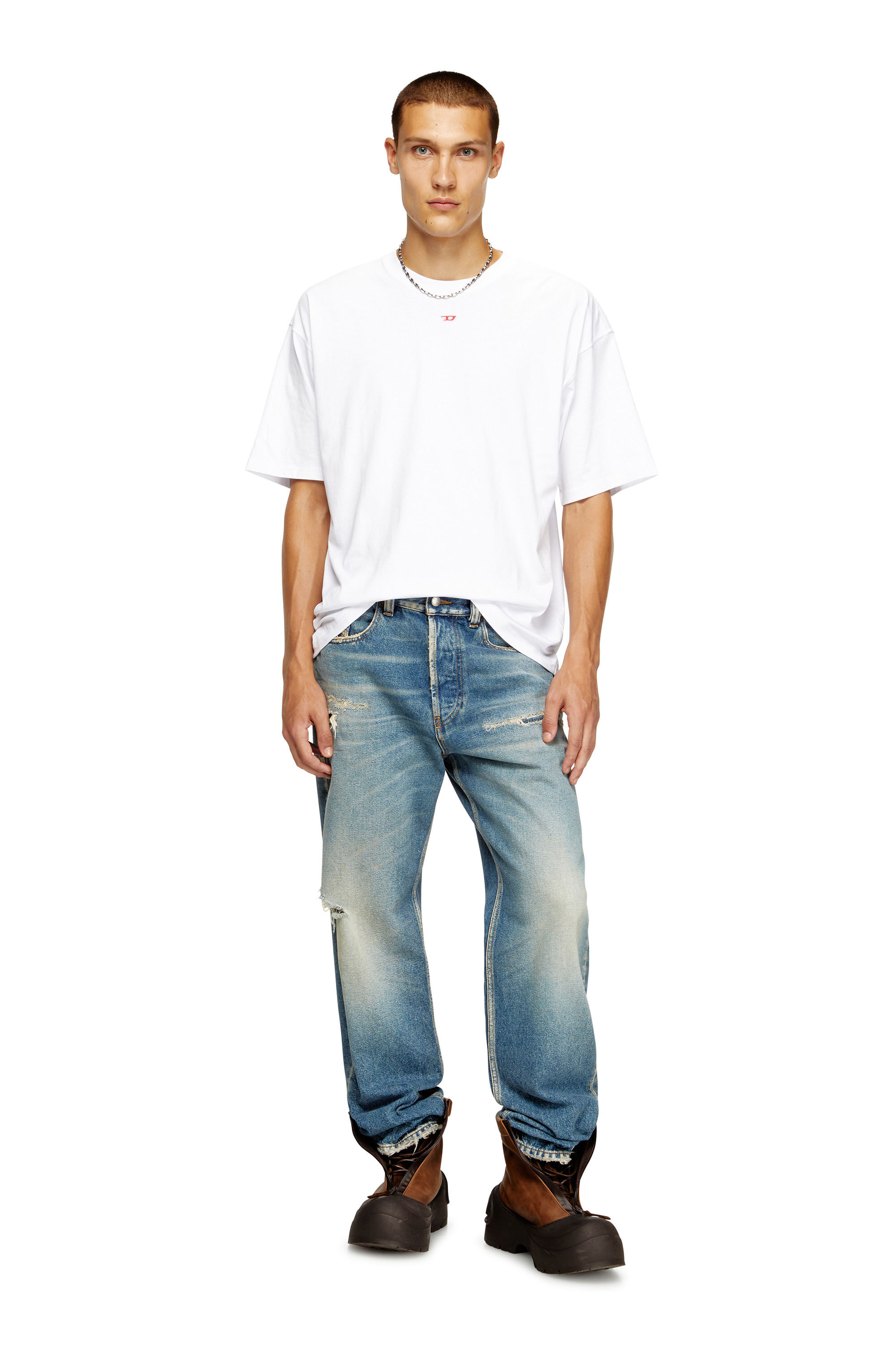Diesel - T-BOXT-D, Unisex's T-shirt with embroidered D patch in White - 1