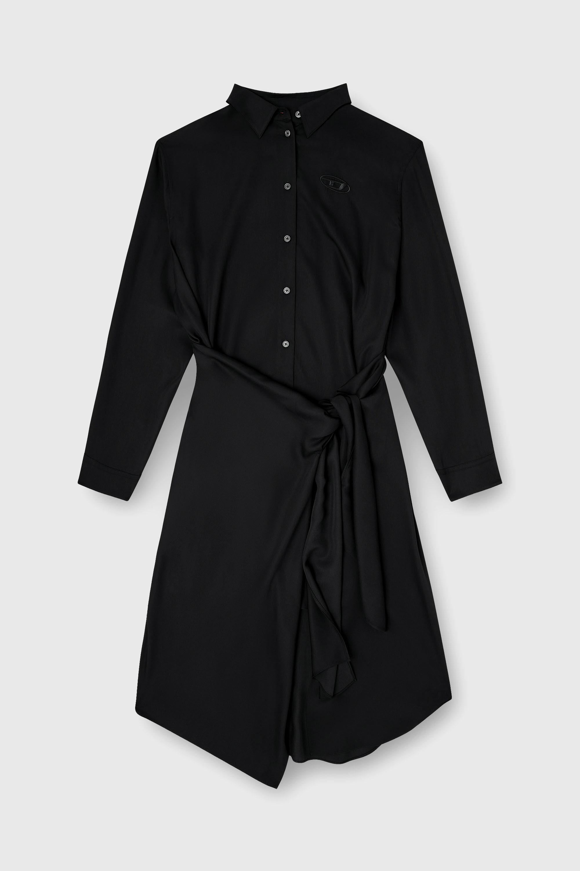 Diesel - D-ILETTA-S1, Woman's Midi shirt dress with twisted detail in Black - 2