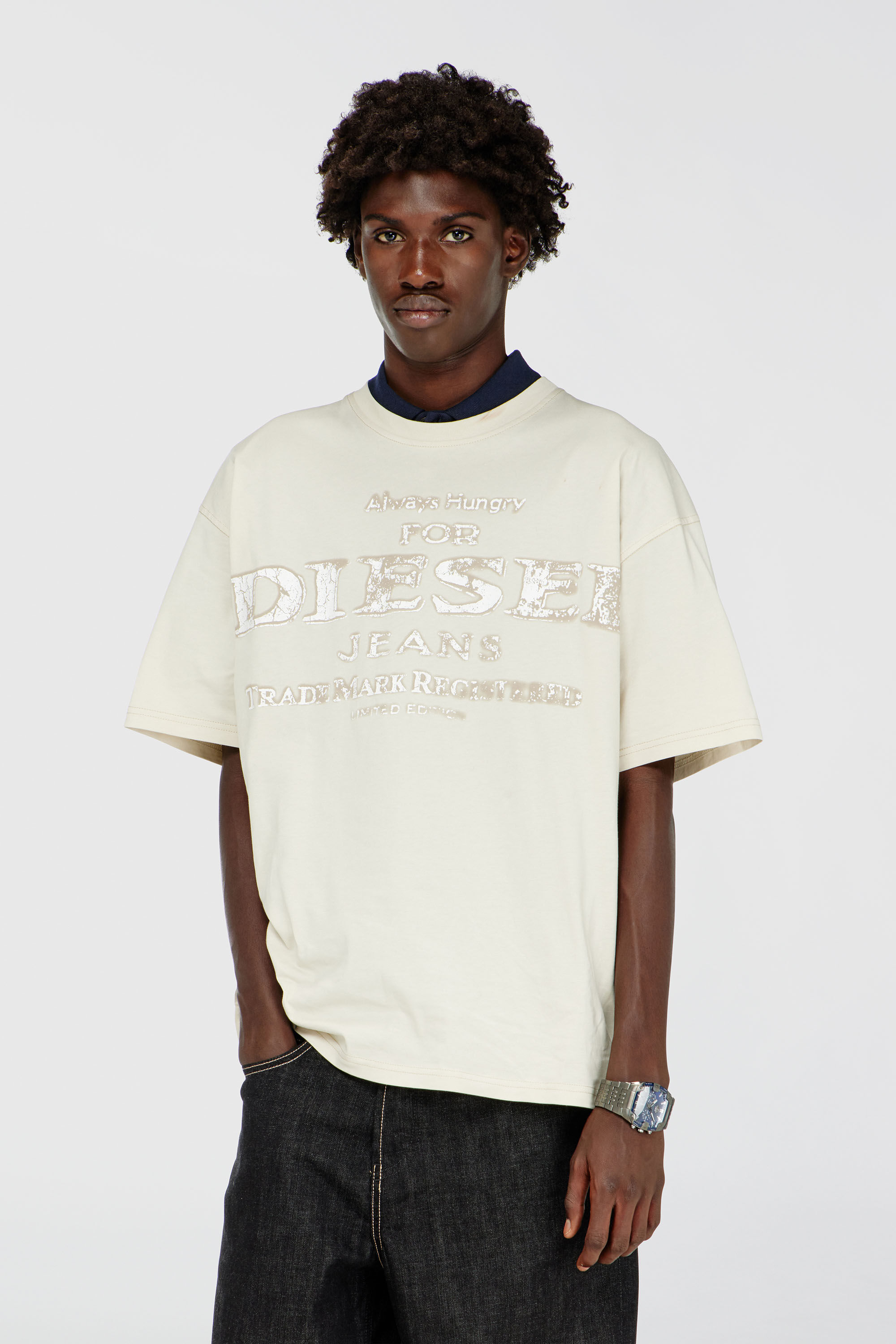 Diesel - T-BOXT-B4, Man's T-shirt with crack-print logo in White - 3