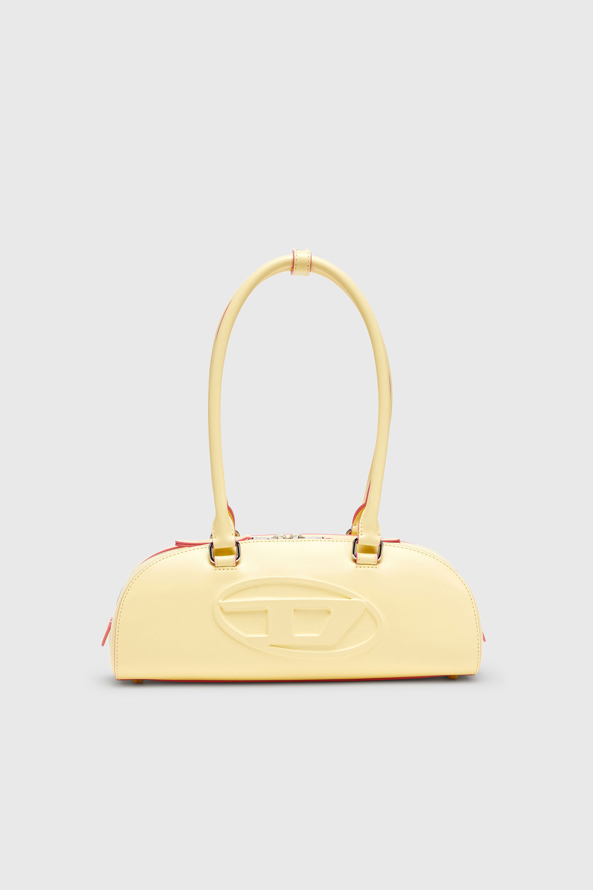 Diesel - 1DR DOME SHOULDER EW, Woman's 1DR Dome - Elongated bowling bag in leather in Yellow - 2