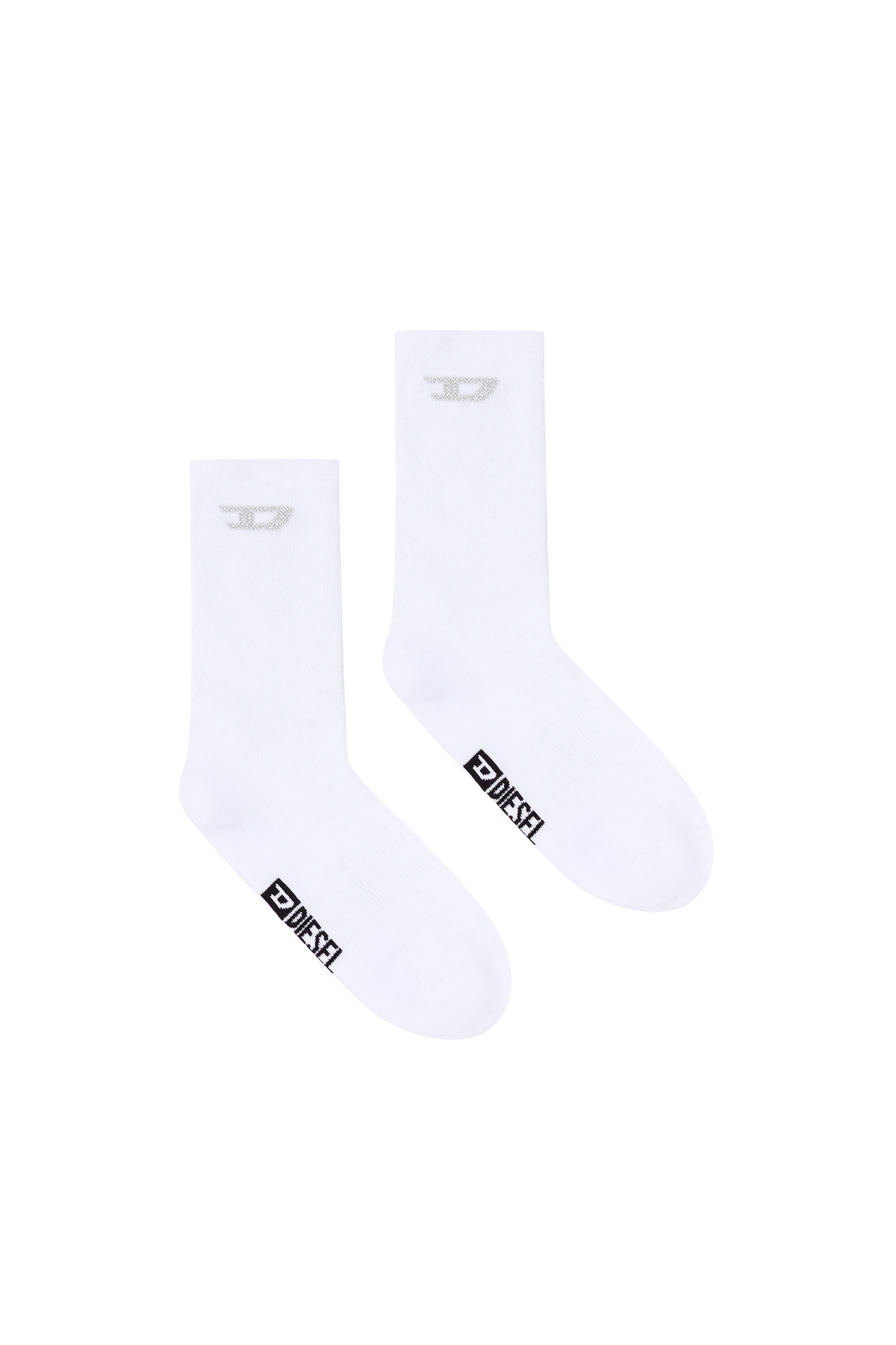Diesel - SKM-TROPS, Man Jacquard socks with ribbed band in White - Image 1
