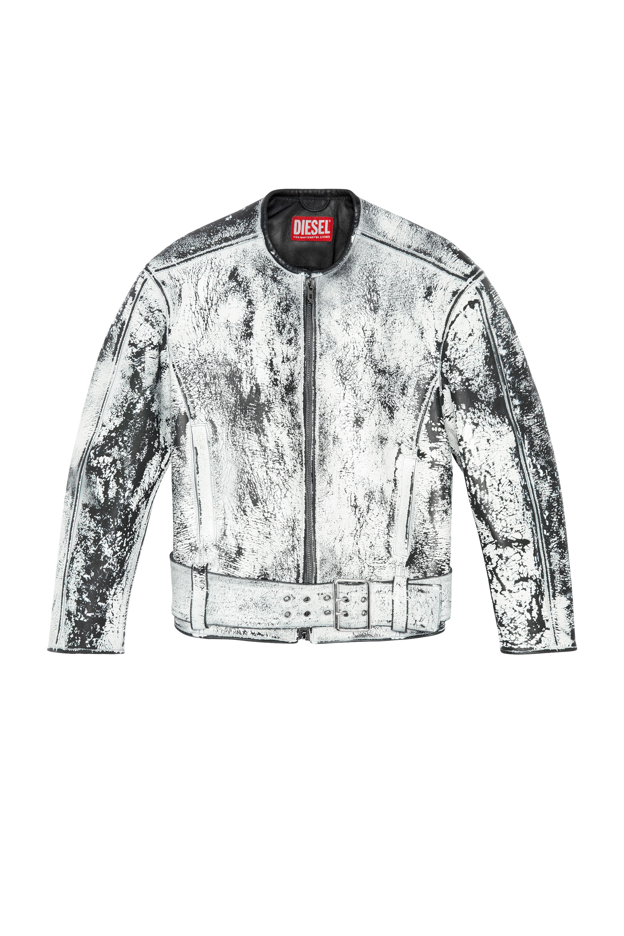 Diesel - L-MARGY-MALE, Man Oversized biker jacket in treated leather in Multicolor - Image 2