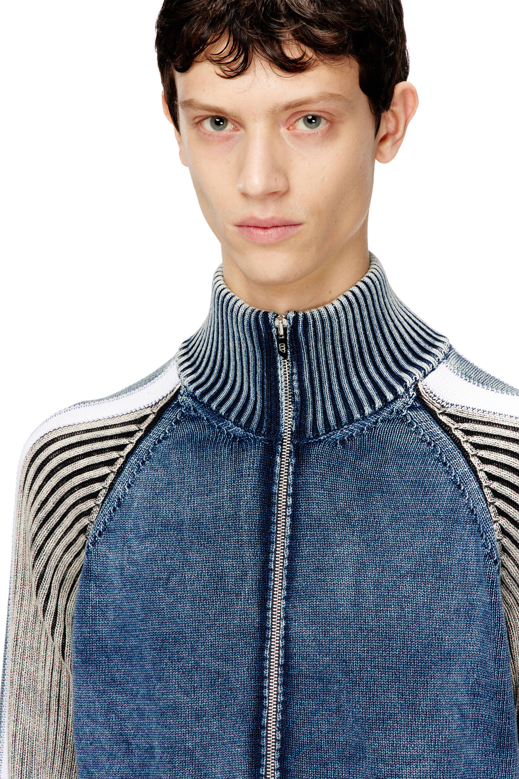 Diesel - K-HERONIMO, Man's Zip-up cardigan with sporty bands in null - 5