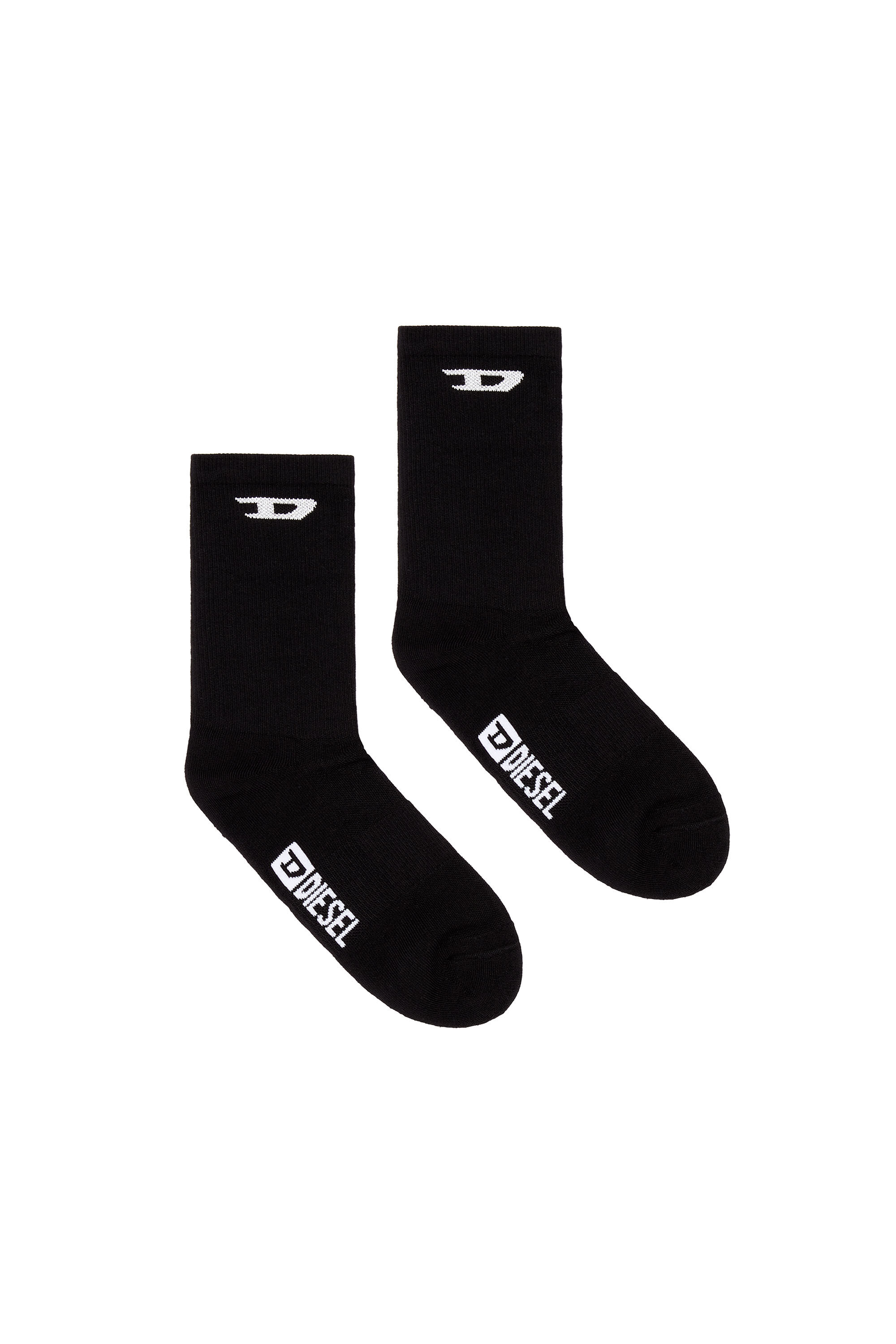 Diesel - SKM-TROPS, Man Jacquard socks with ribbed band in Black - Image 1