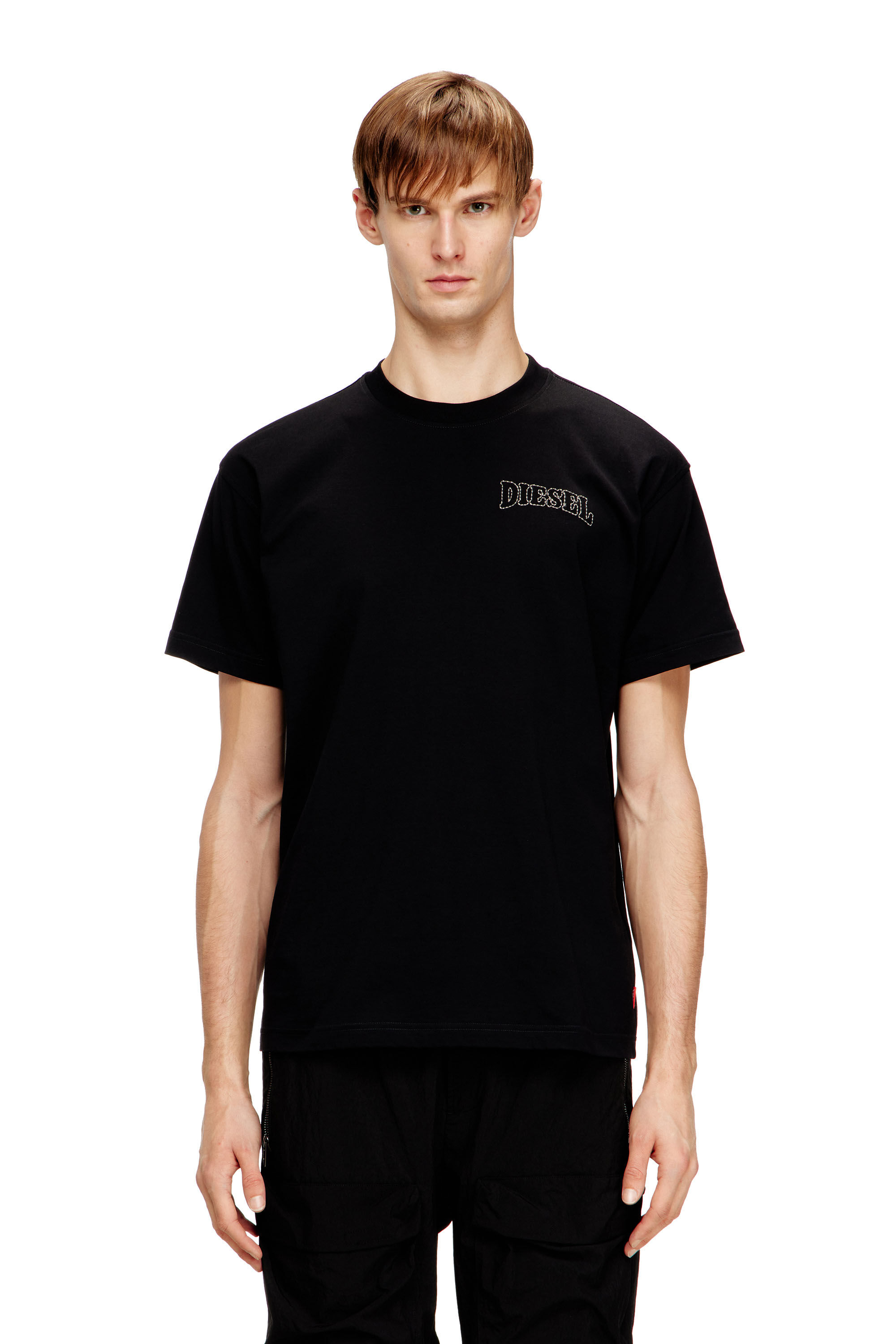 Diesel - T-NORM-V16, Man's Regular cotton T-shirt with Diesel embroidery in Black - 3