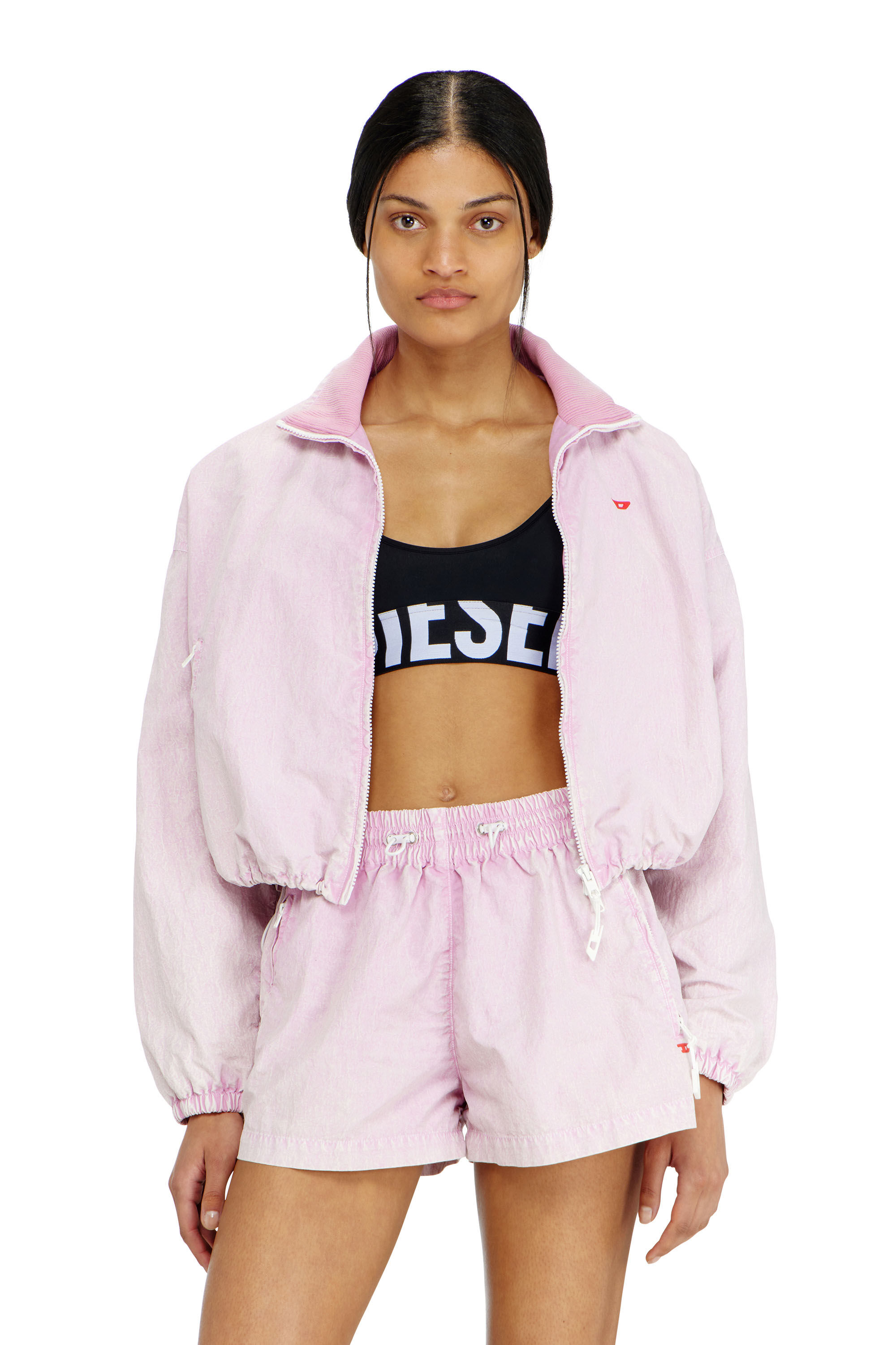 Diesel - ALLISON-D-POP, Woman's Microfibre sports bra with cut-off logo in Black - 5