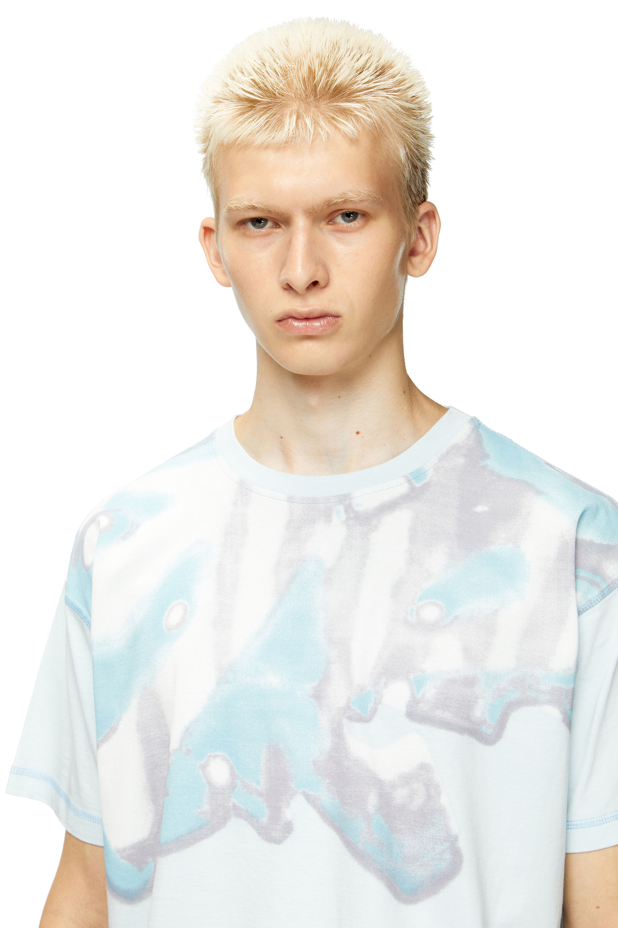Diesel - T-GASPARD-IHBJ, Man's T-shirt with faded graphic print in Light Blue - 5