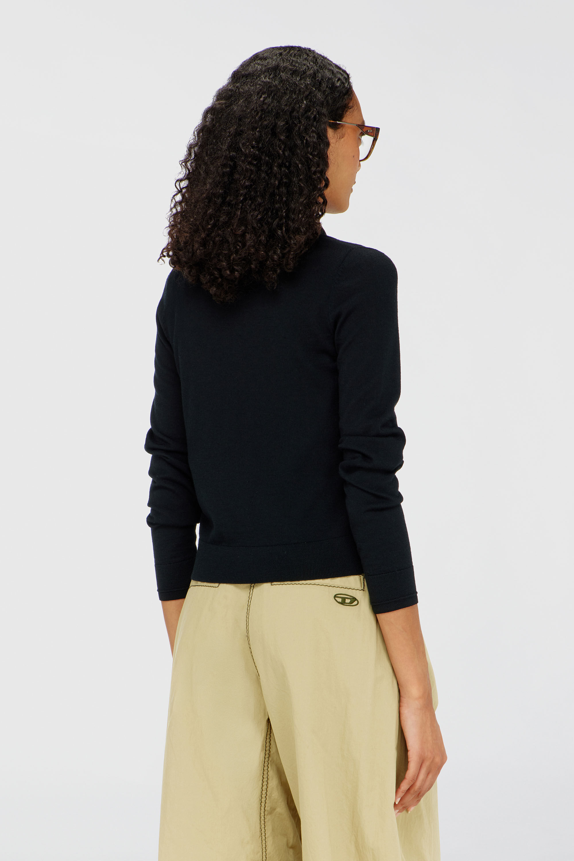 Diesel - M-ALIMA, Woman's Wool cardigan with cut-out logo in Black - 4