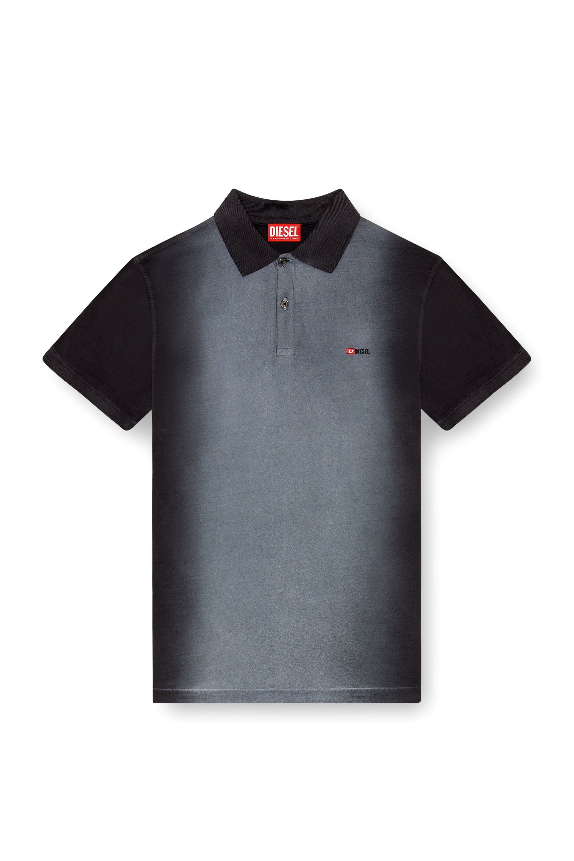 Diesel - T-REJUST-Q1, Man Polo shirt with spray treatment in Black - Image 2