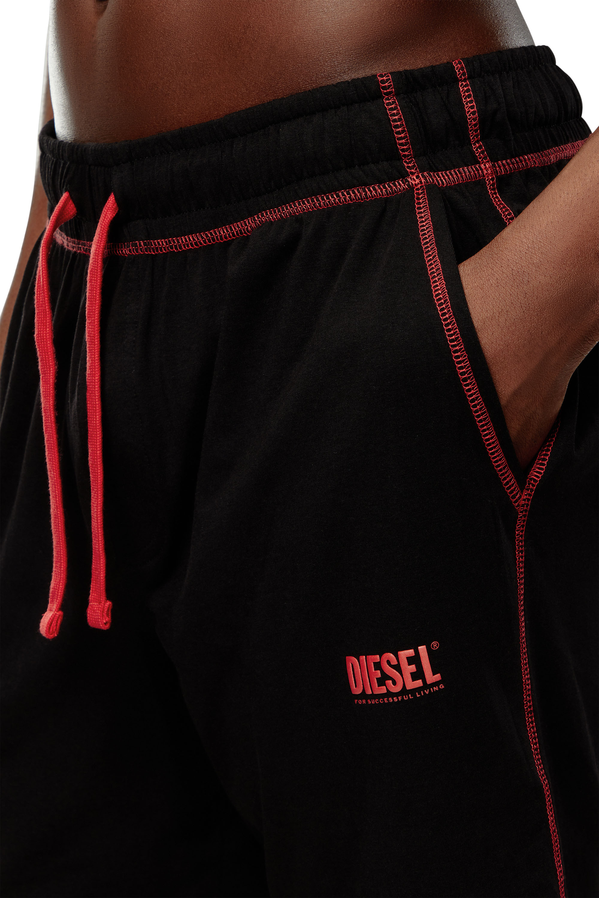 Diesel - UMSET-WILORT, Man Short pyjamas with contrast stitching in Black - Image 4