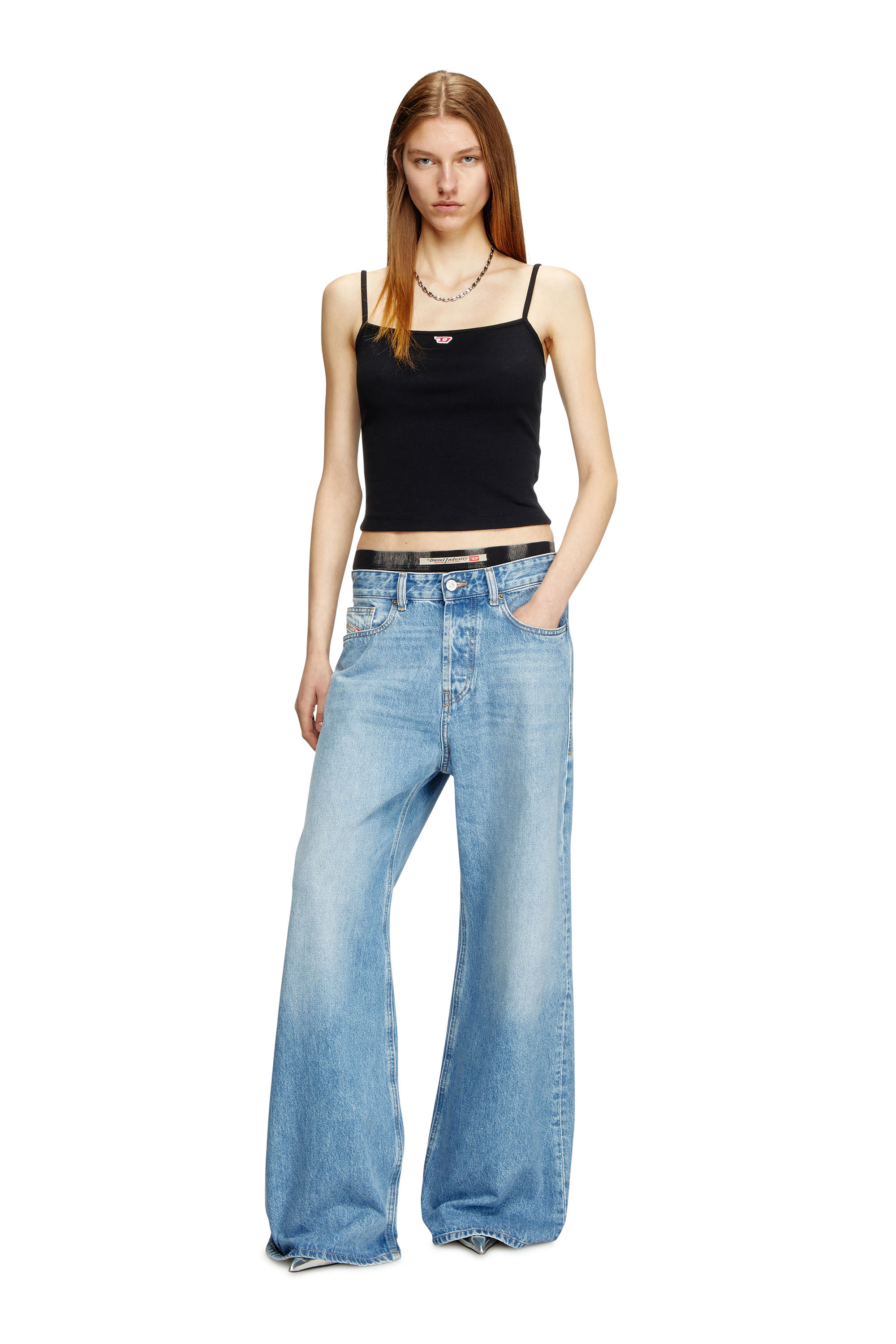 Diesel - T-HOP-D, Woman's Cami top with embroidered D patch in Black - 1