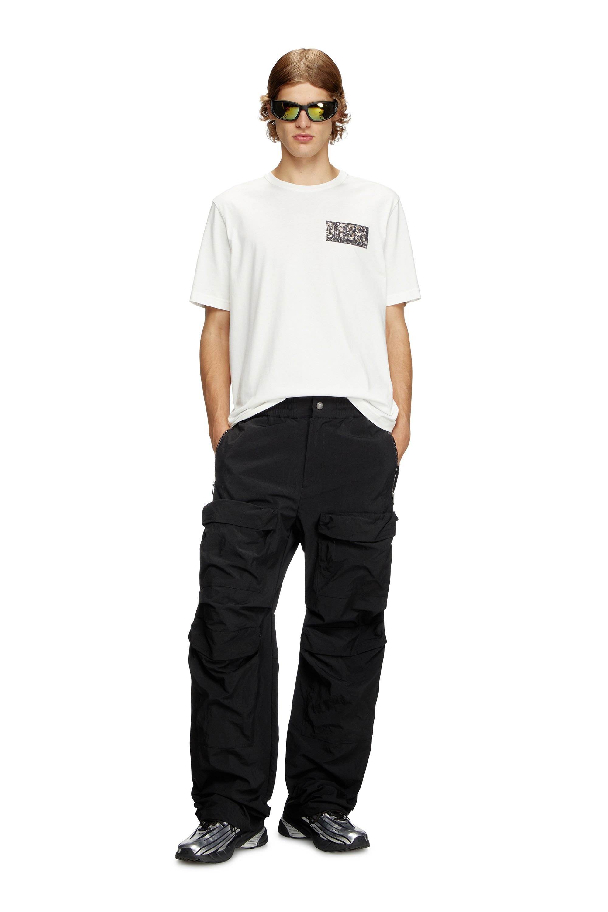 Diesel - P-DANZEL, Man's Utility pants in overdyed nylon in Black - 1