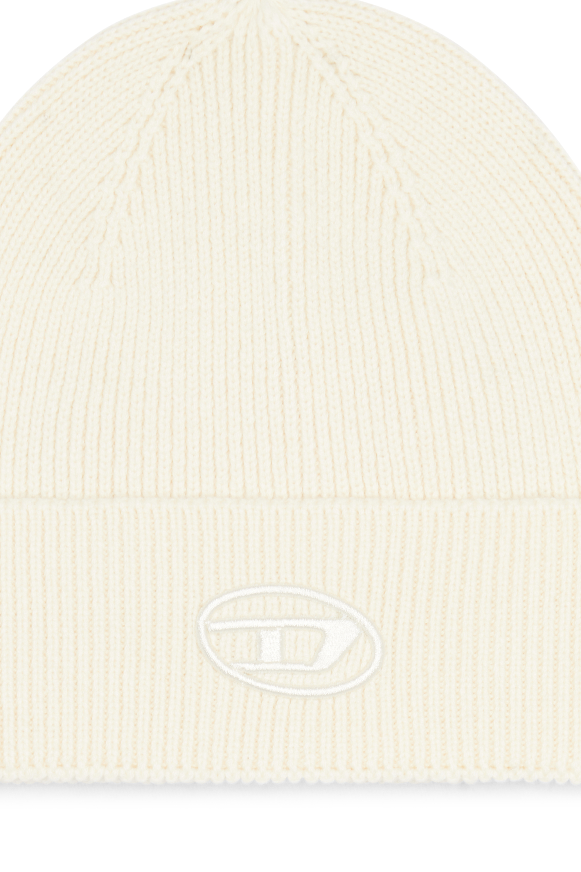 Diesel - K-CODER-FULLY B, Unisex's Ribbed beanie with D embroidery in White - 3