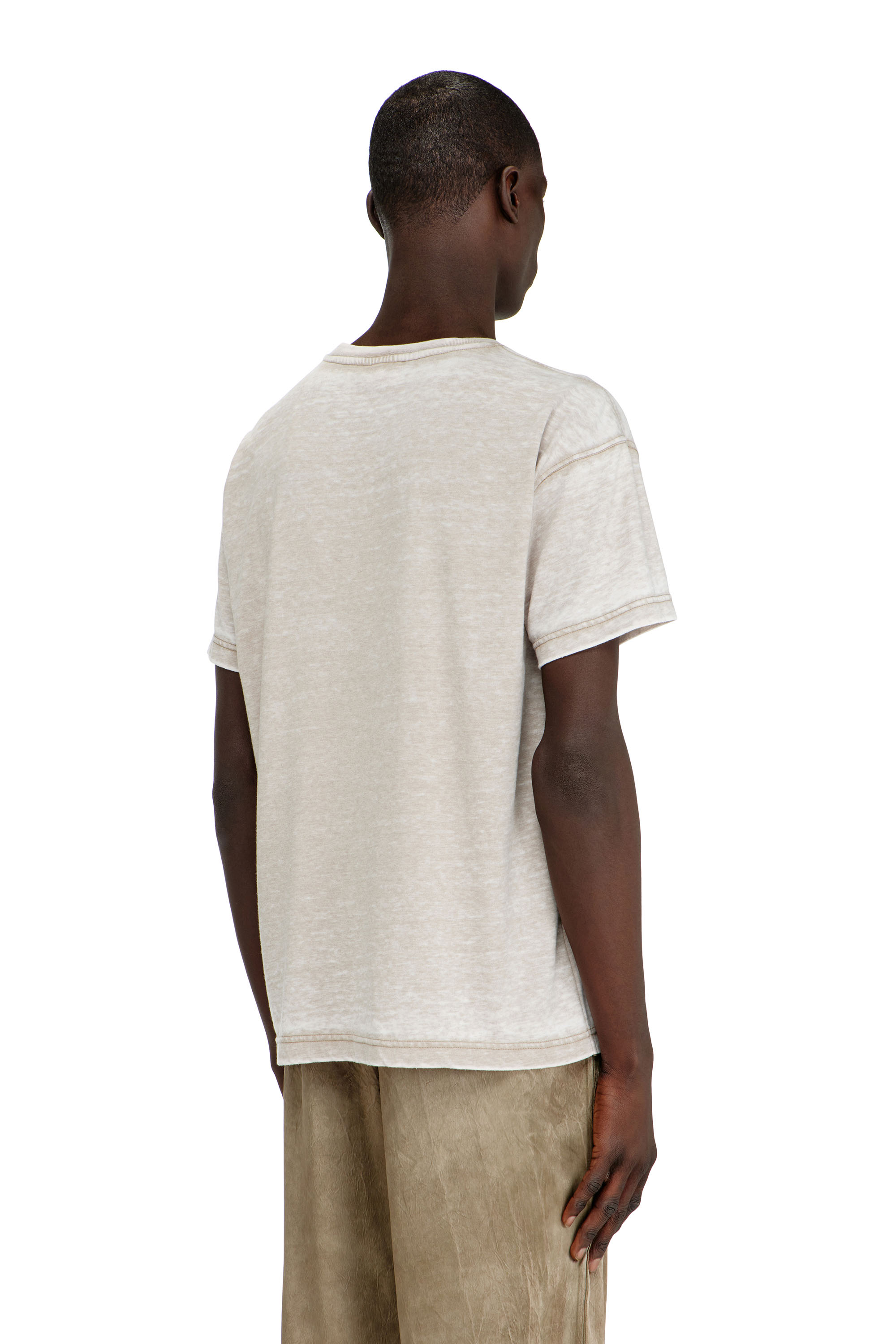 Diesel - T-NORM-AA8, Man's Jersey T-shirt with burnout wash and studs in Beige - 4