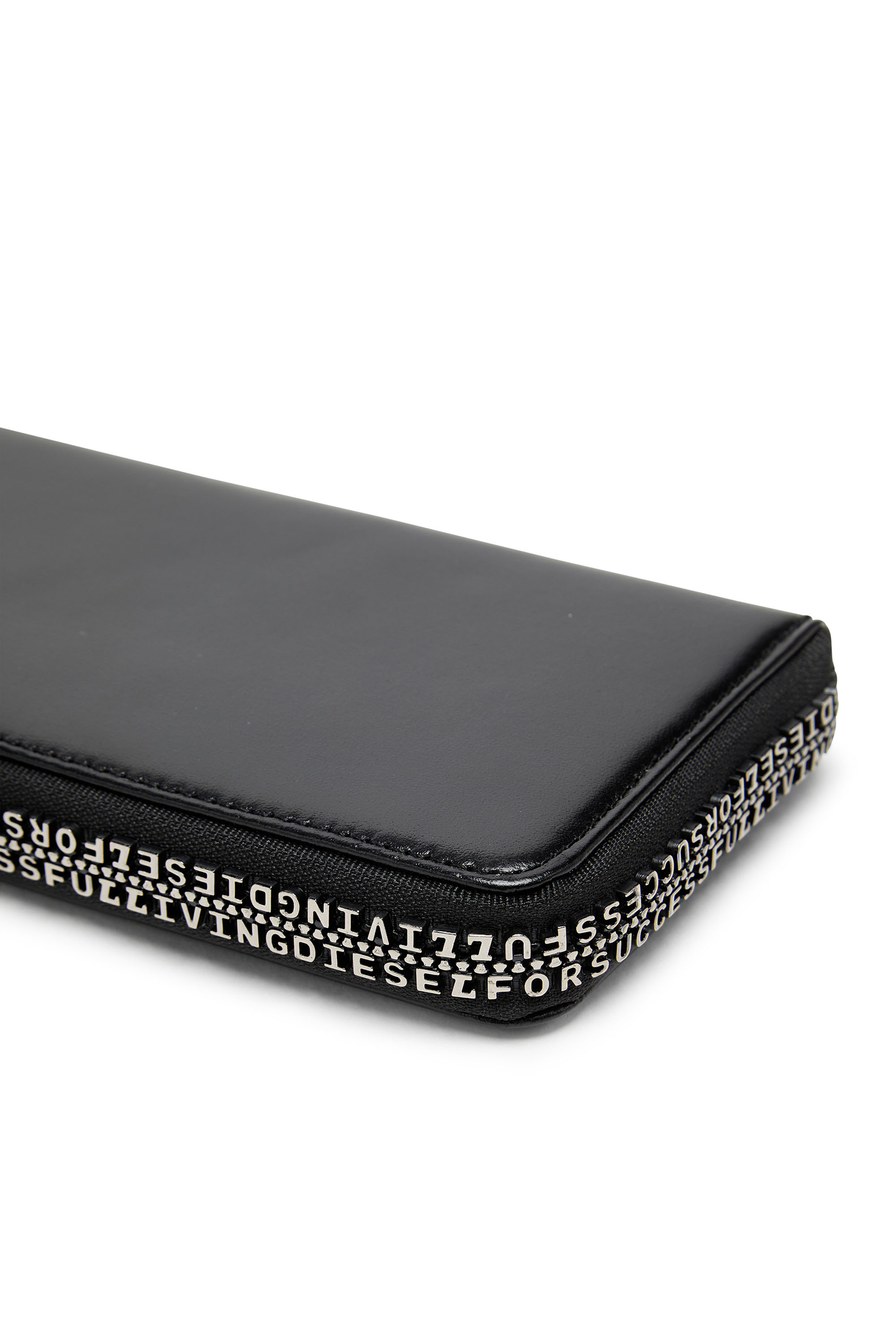 Diesel - ZIP-D CONTINETAL L, Man Long leather wallet with logo zip in Black - Image 4