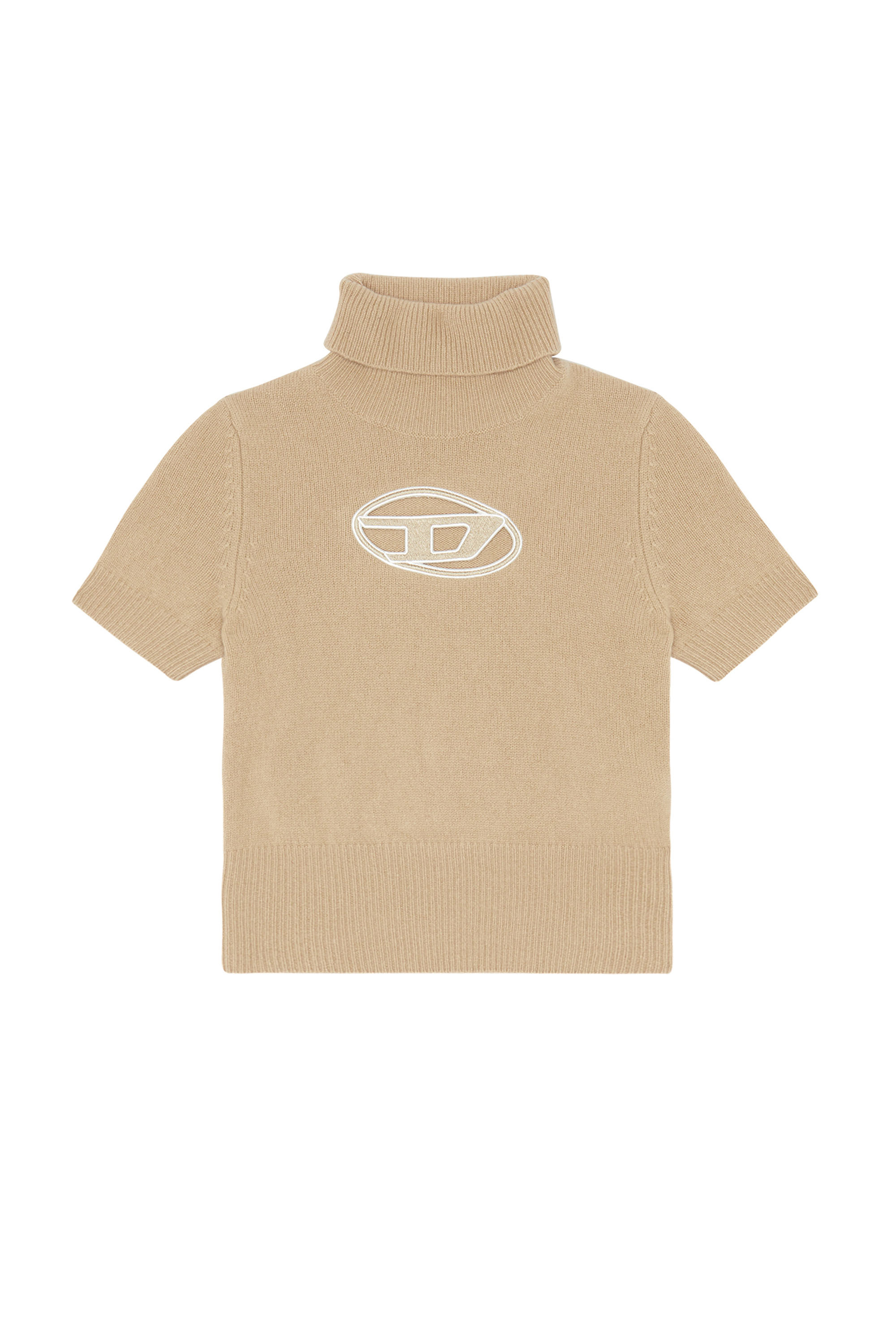 Diesel - M-ARGARET, Woman's Short-sleeve jumper with cut-out logo in Beige - 3