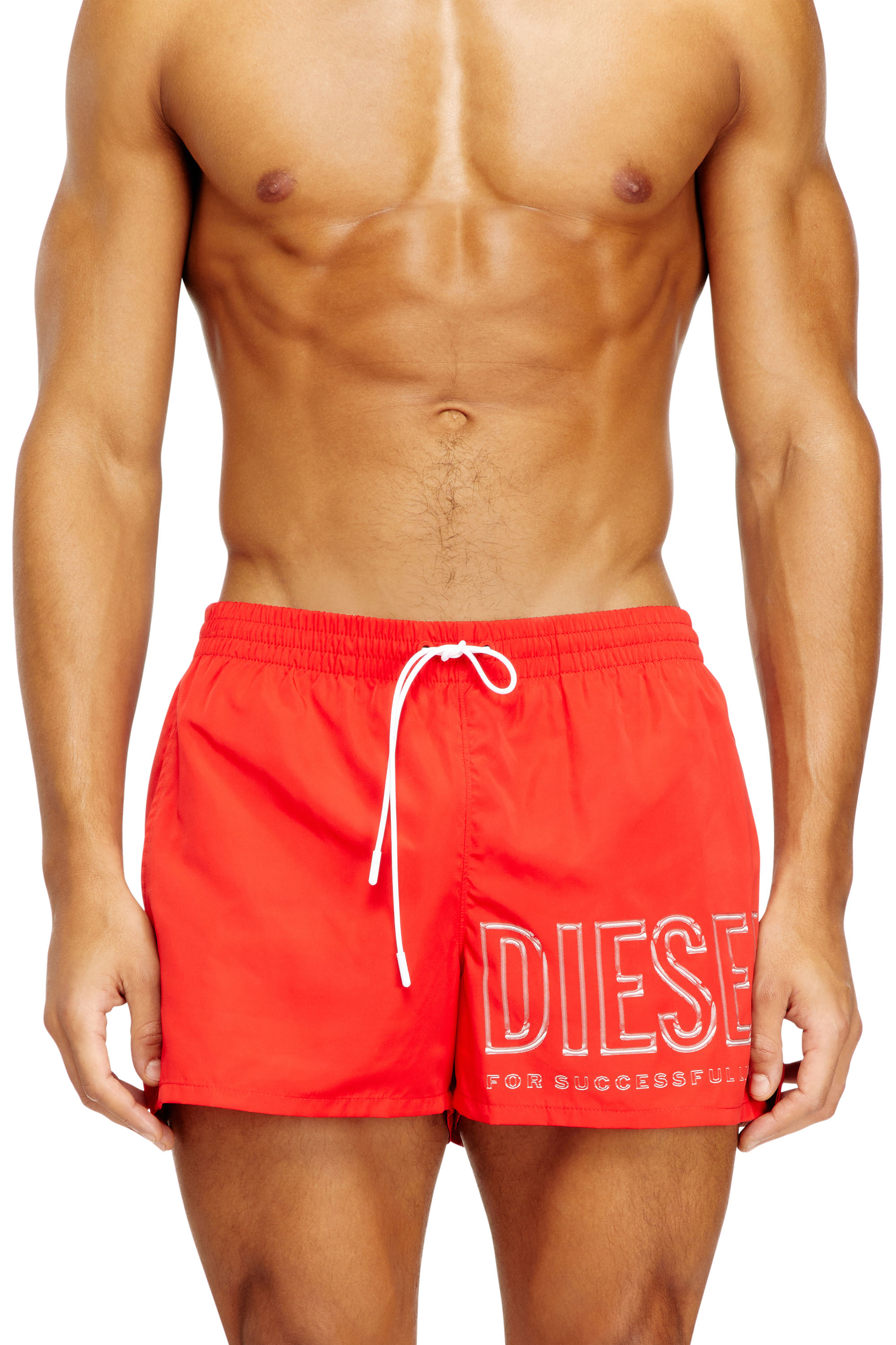 Diesel - OLYMPIC-34-D-CORE, Man's Mid-length swim shorts with outline logo in Red - 2