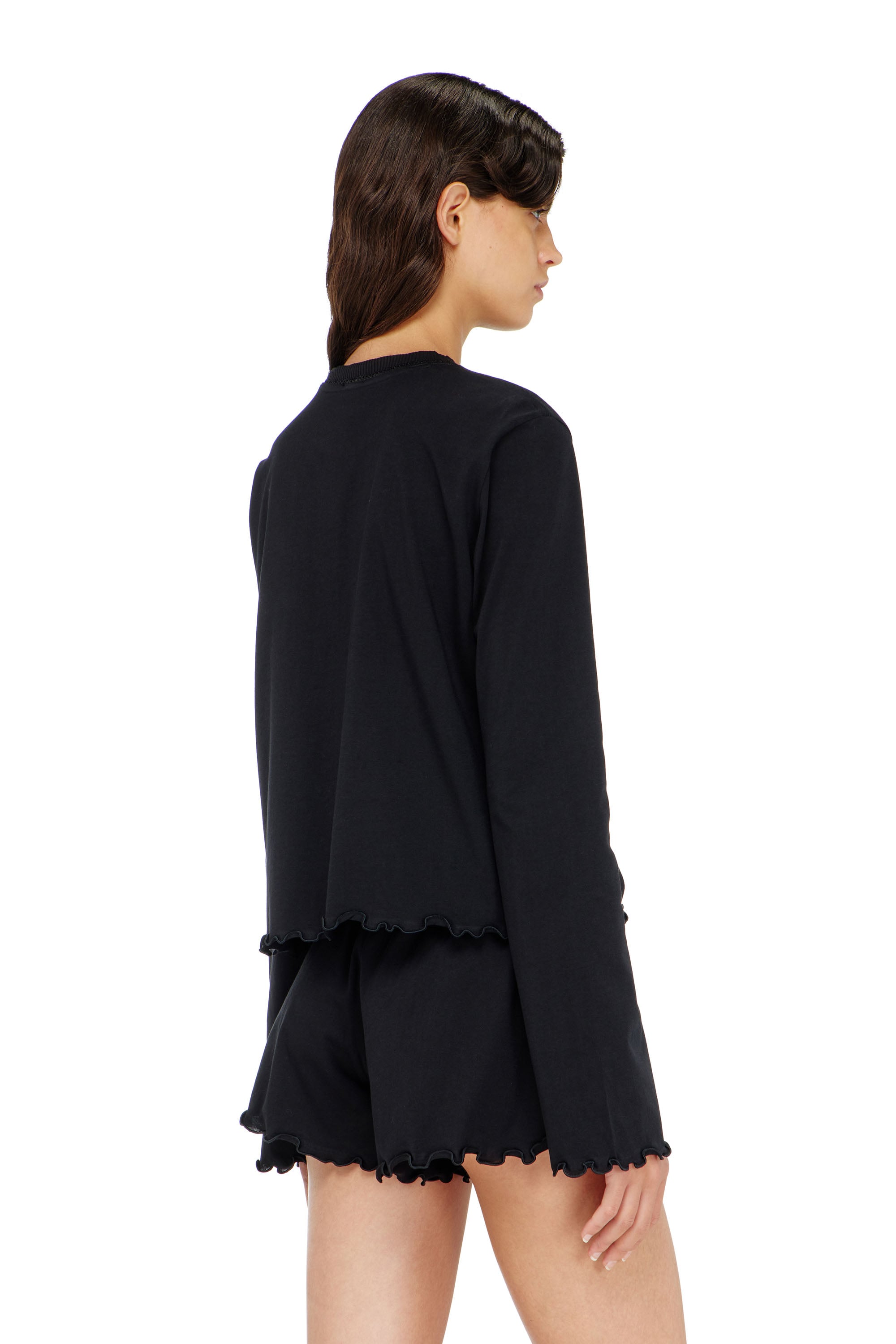 Diesel - SET-LORELAI-D-CORE, Woman's Pajama set in cotton with floral detail in Black - 3