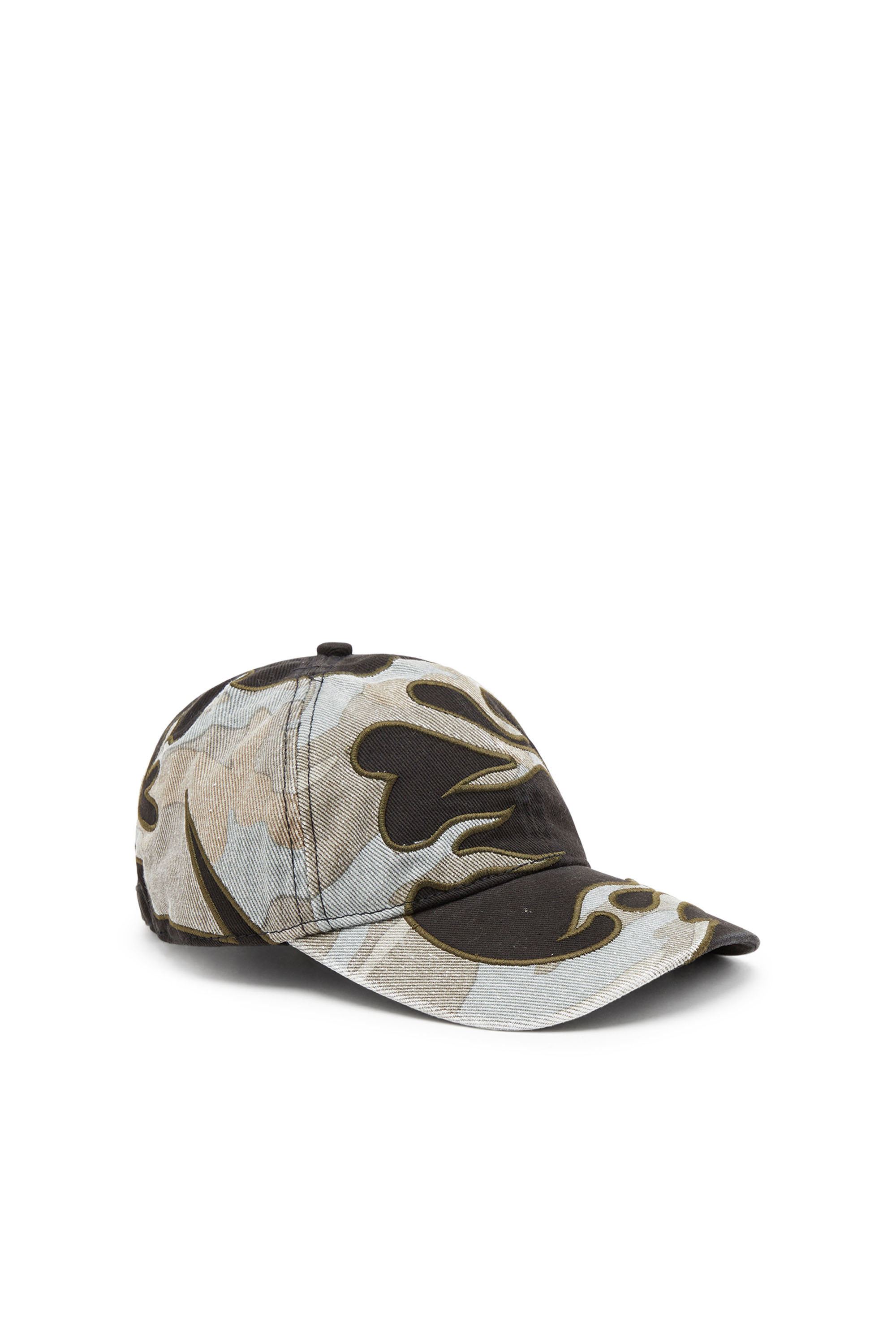 Diesel - C-FLAMA, Man's Baseball cap with camo flames in Black/Grey - 2