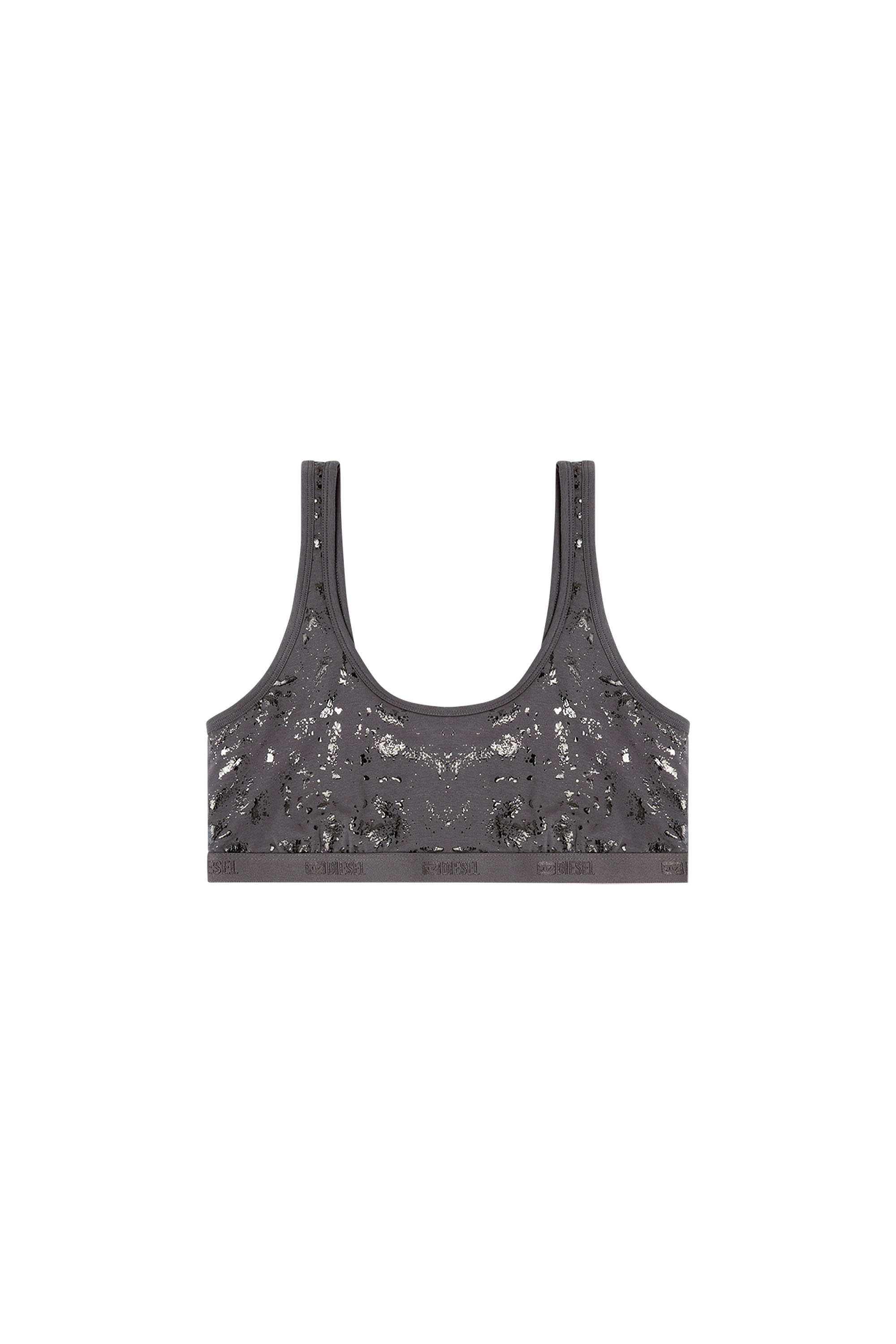 Diesel - ORIBA-GFT, Woman's Stretch-cotton bralette with metallic print in Grey - 4