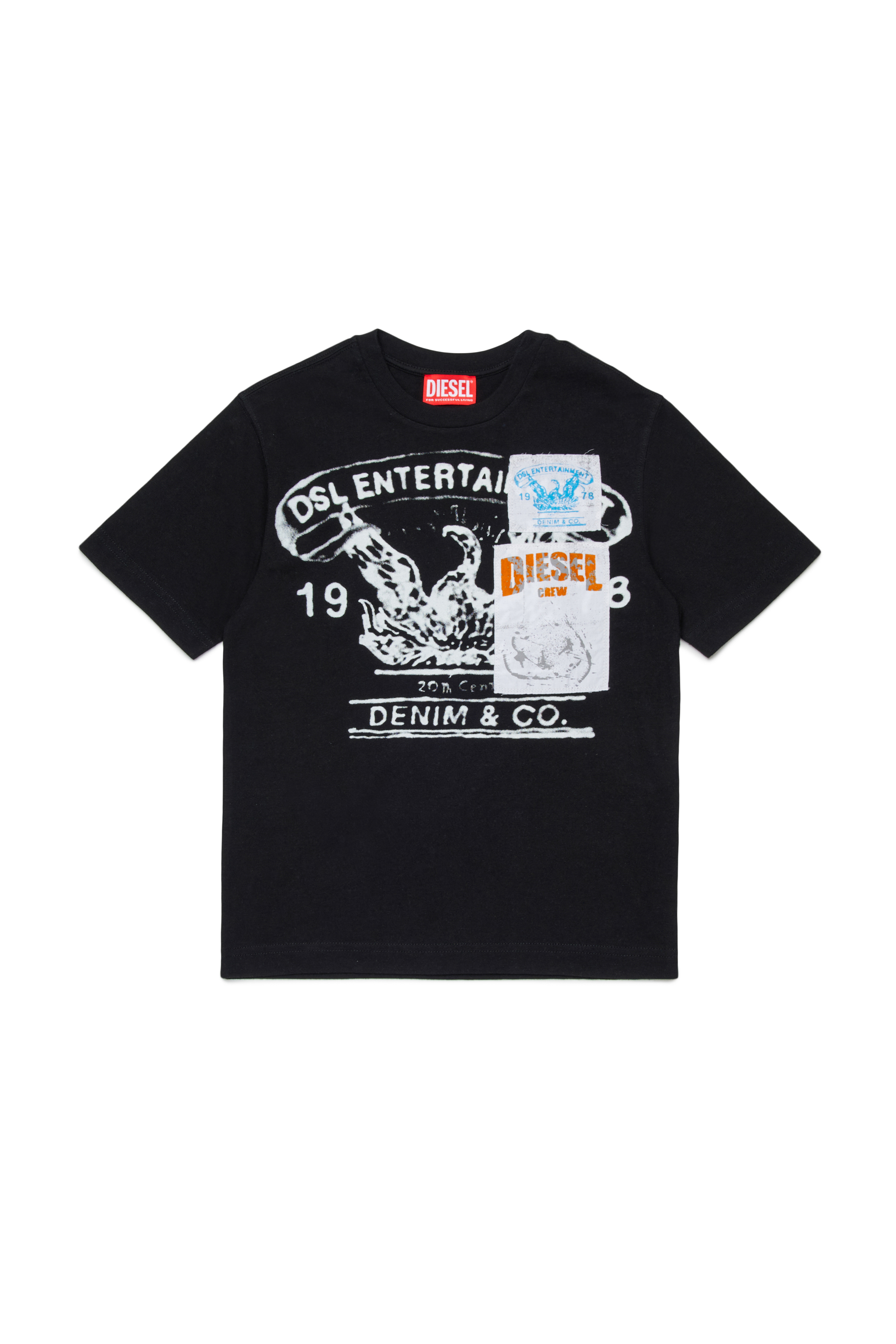 Diesel - TDERSIM OVER, Man's T-shirt with vintage-style print in Black - 1
