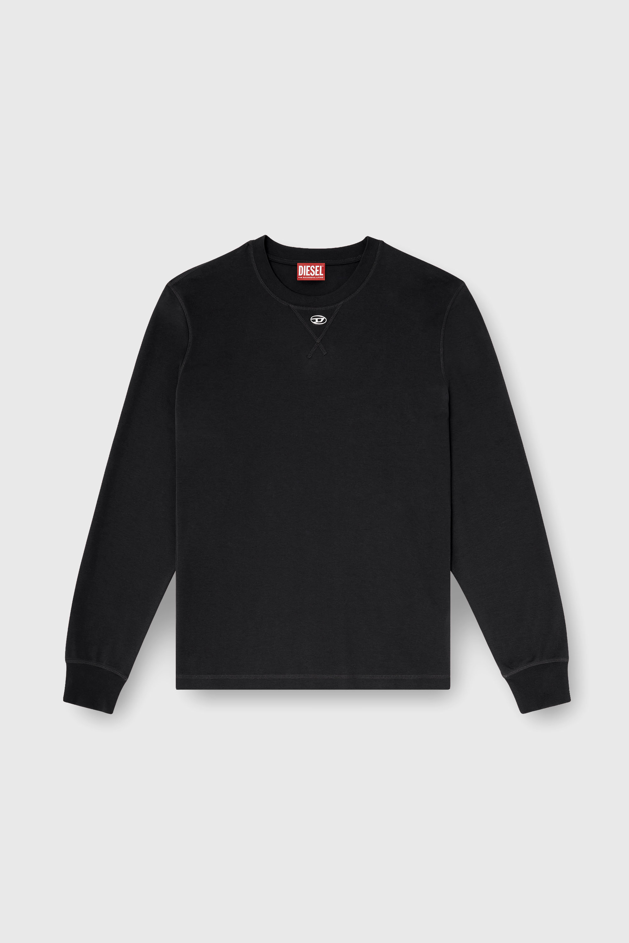 Diesel - T-MADJUST-LS-TR, Man's Cotton long-sleeve T-shirt with Oval D in Dark grey - 2