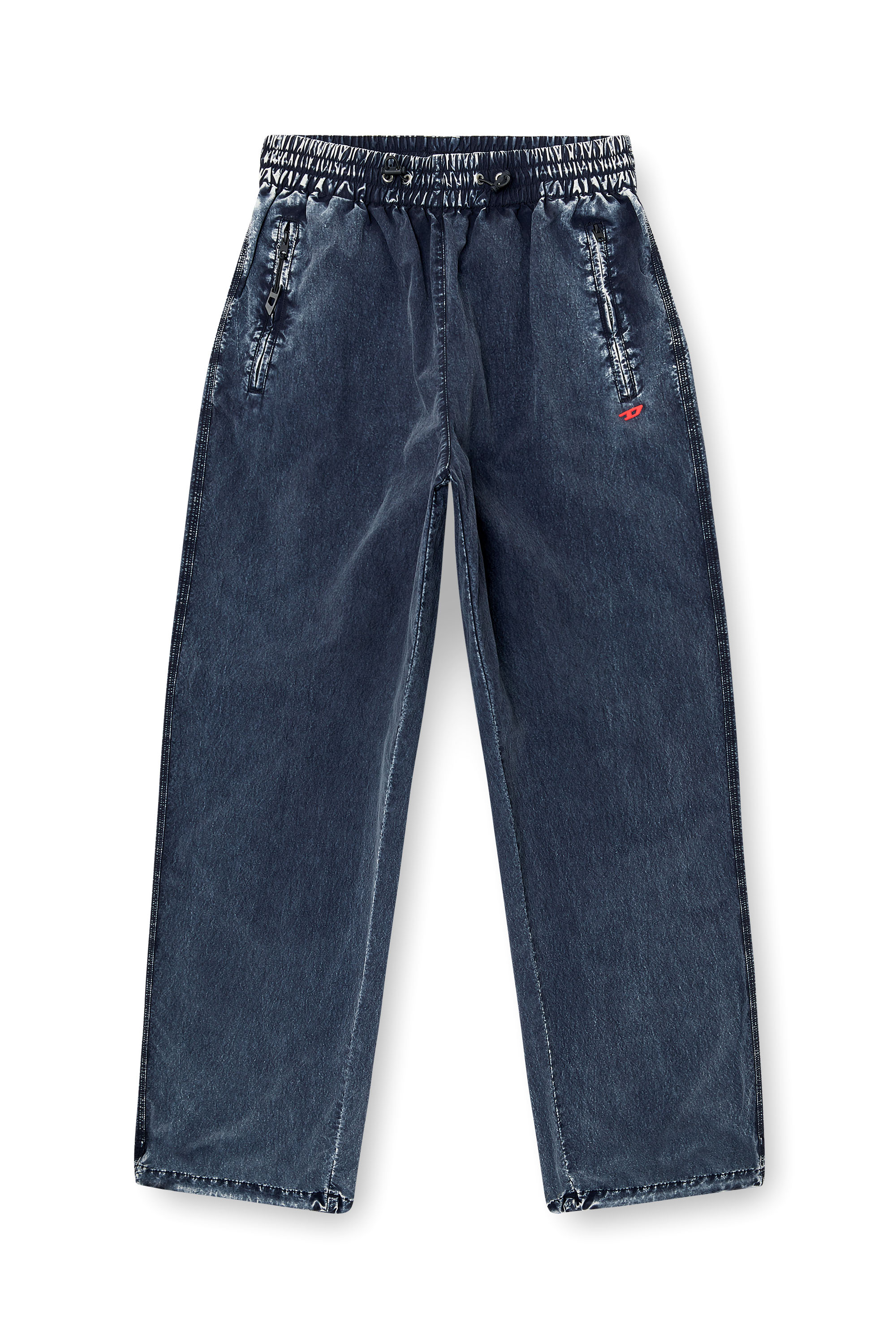 Diesel - P-APYRI, Woman's Acid-wash track pants in nylon Taslan in Dark Blue - 2