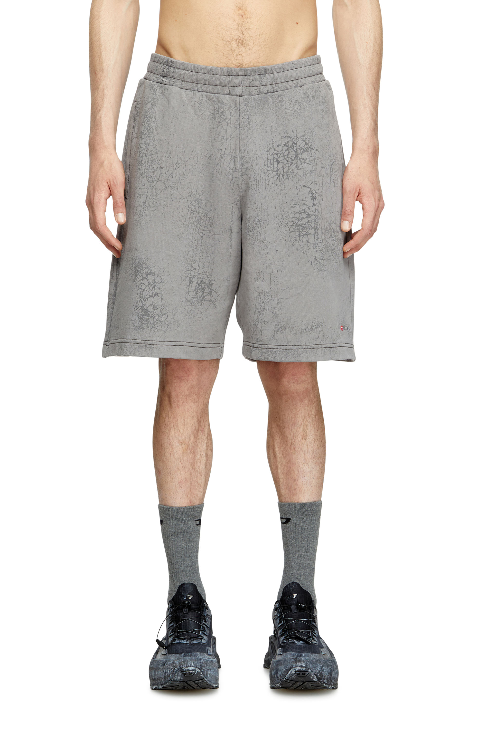Diesel - P-CREW, Man's Shorts in waxed jersey in Grey - 2