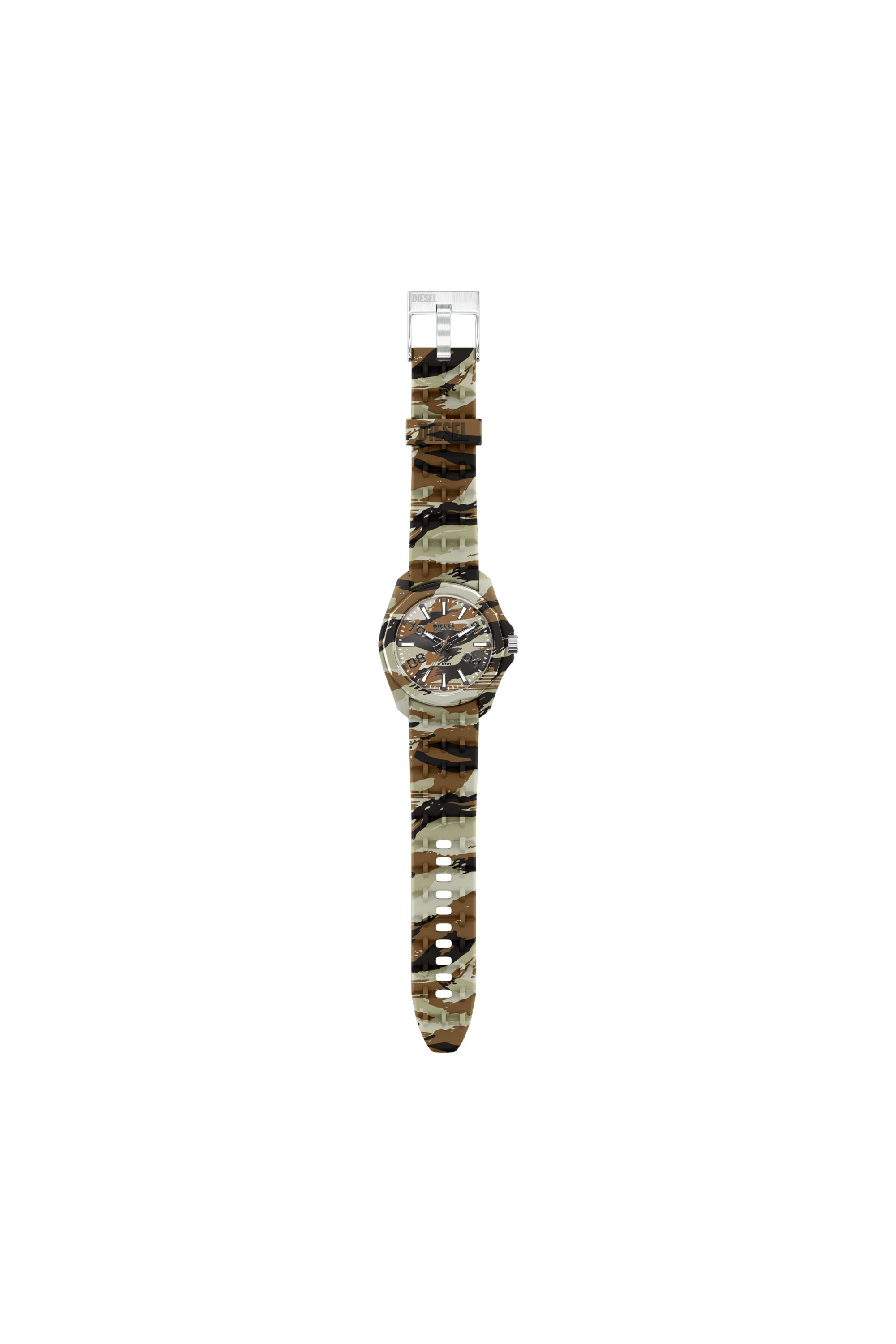 Diesel - DZ2242 WATCH, Man's Stinger camo silicone watch in Brown/Green - 6