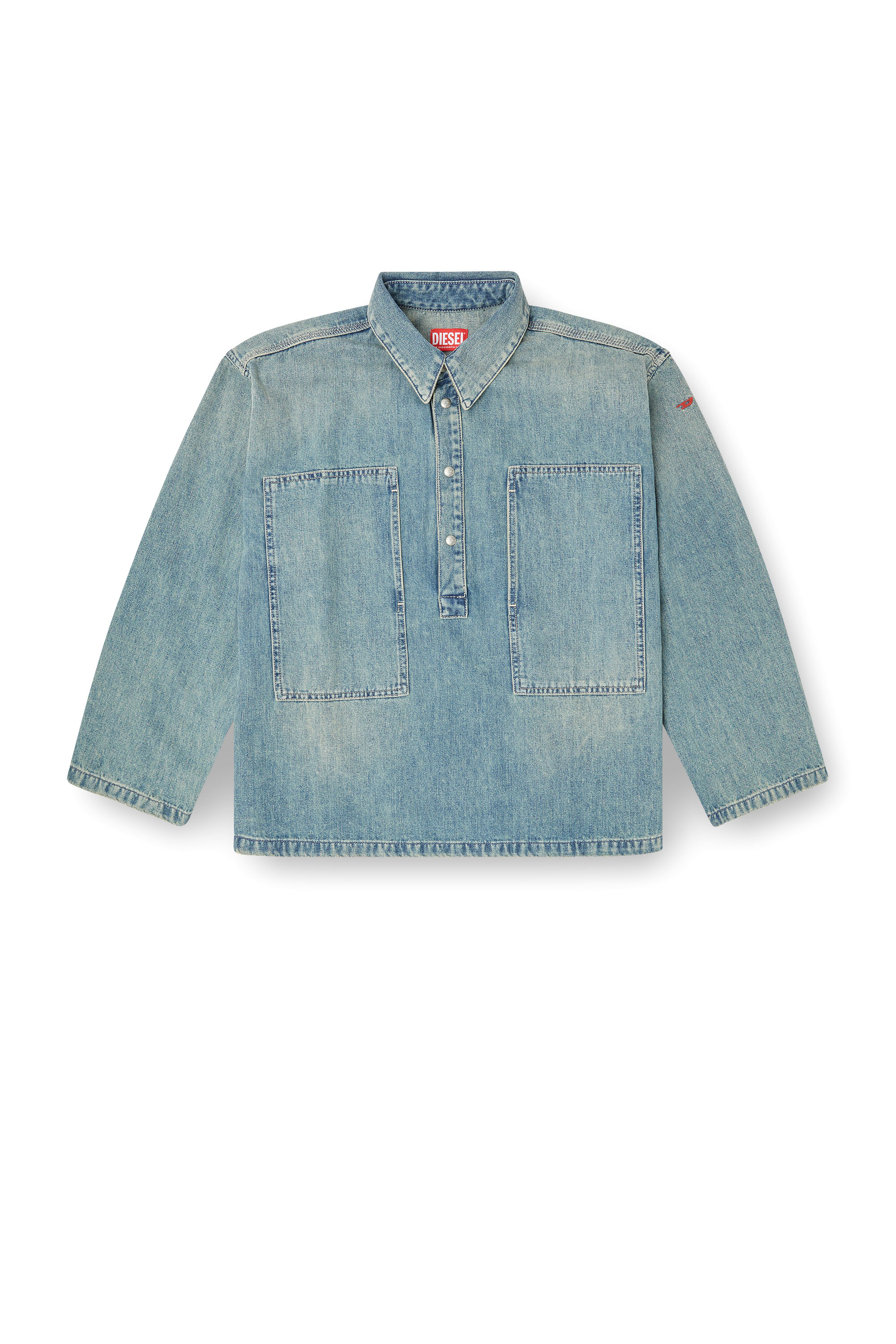 Diesel - DE-PRISS, Woman's Henley top in utility-style denim in Light Blue - 3